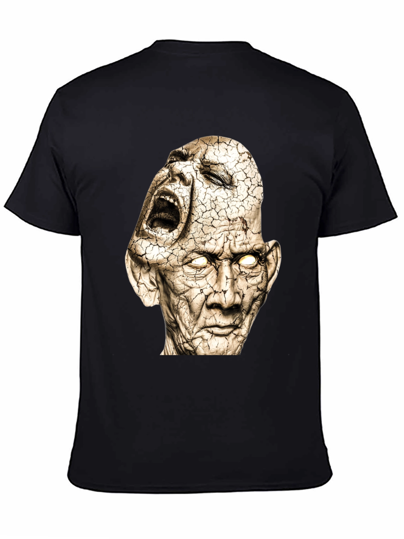 Distorted Faces Graphic Print Black T-Shirt