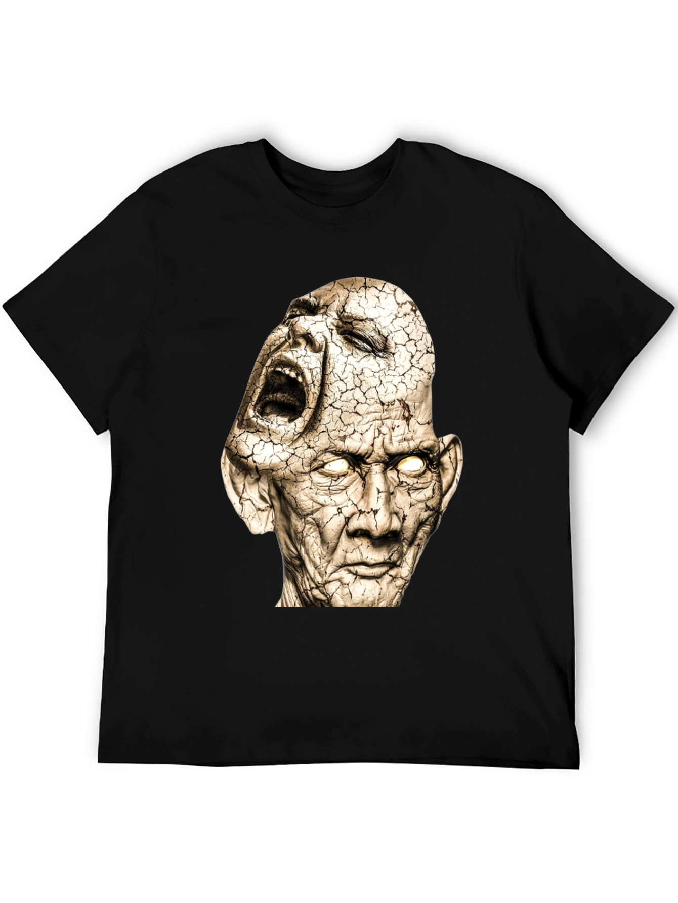 Distorted Faces Graphic Print Black T-Shirt