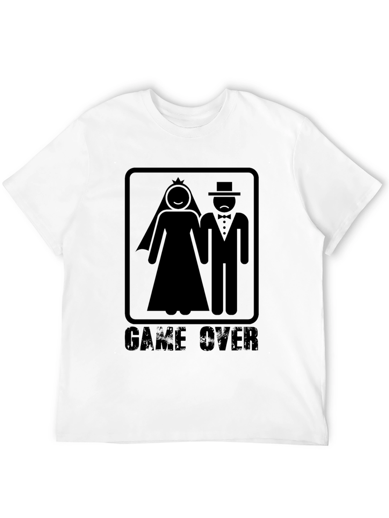 Game Over Wedding T-Shirt Groom Bride Black Graphic Tee