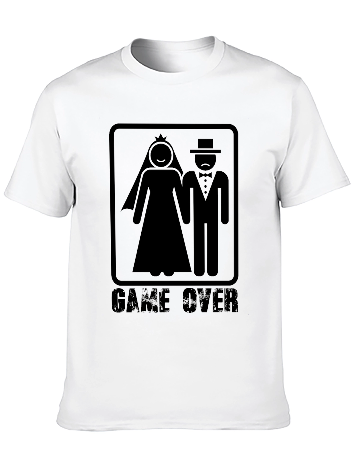 Game Over Wedding T-Shirt Groom Bride Black Graphic Tee