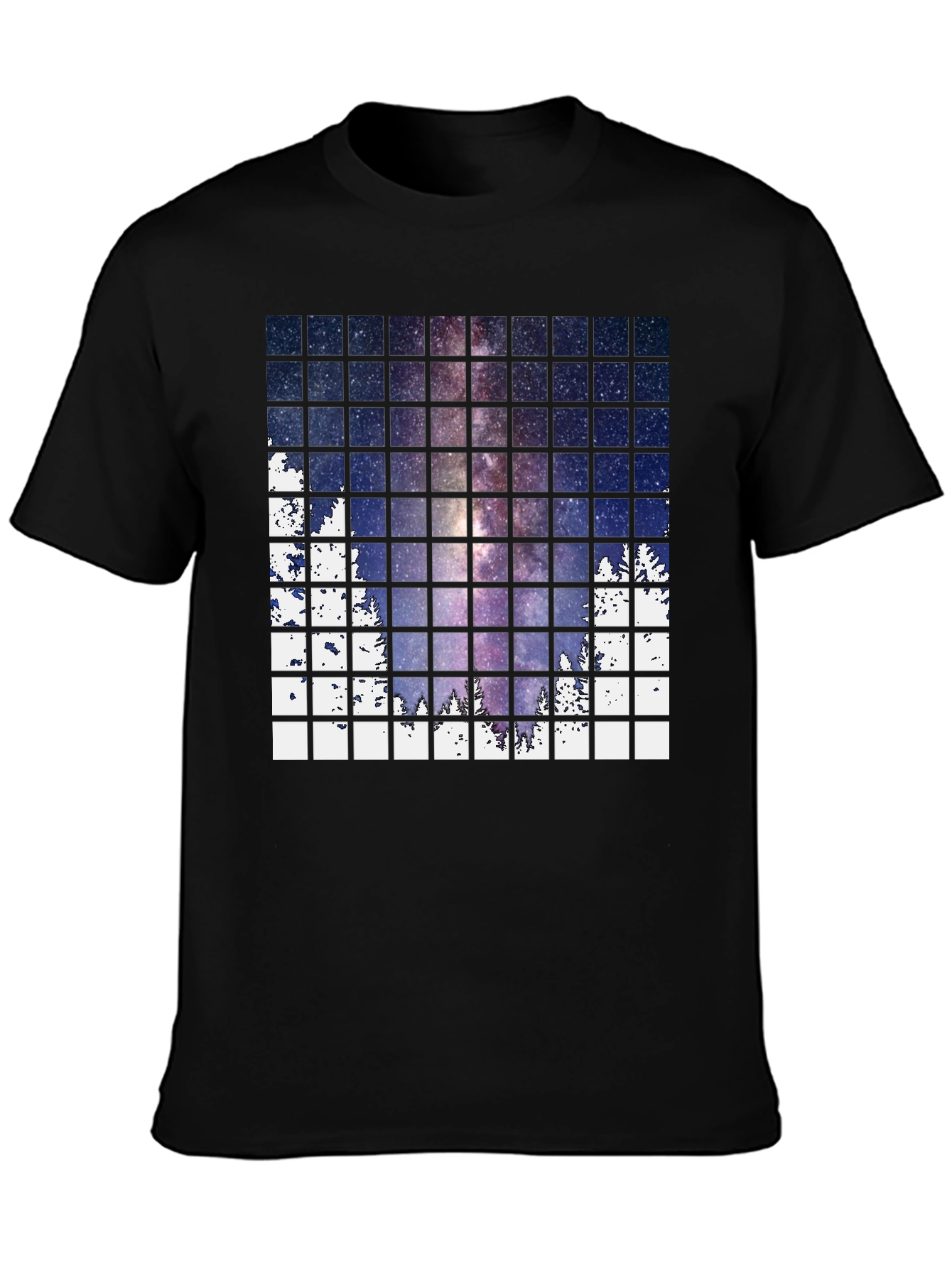 Galaxy Grid Mens Black T-Shirt
