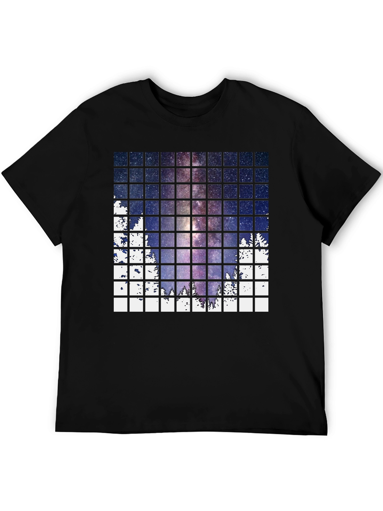 Galaxy Grid Mens Black T-Shirt