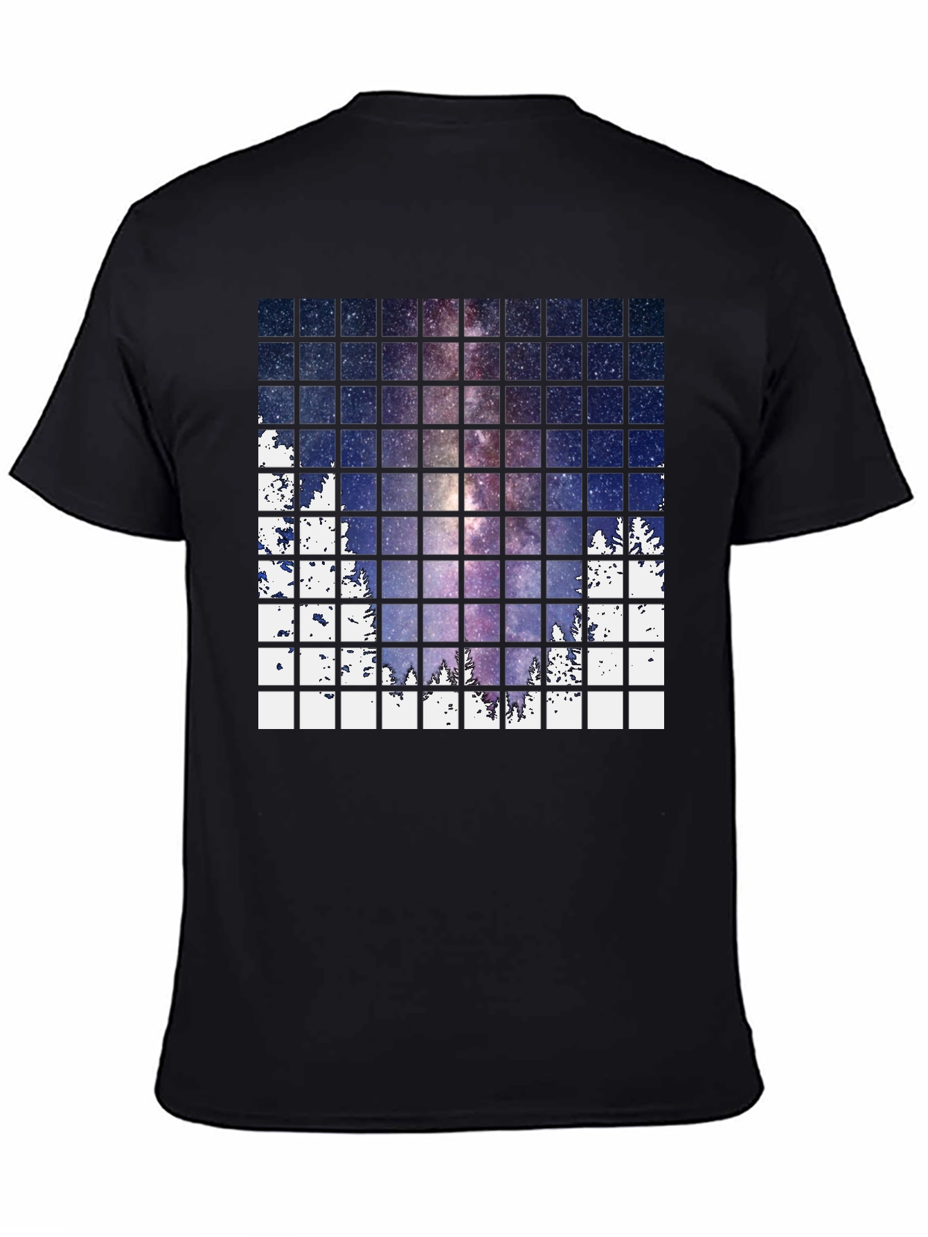 Galaxy Grid Mens Black T-Shirt