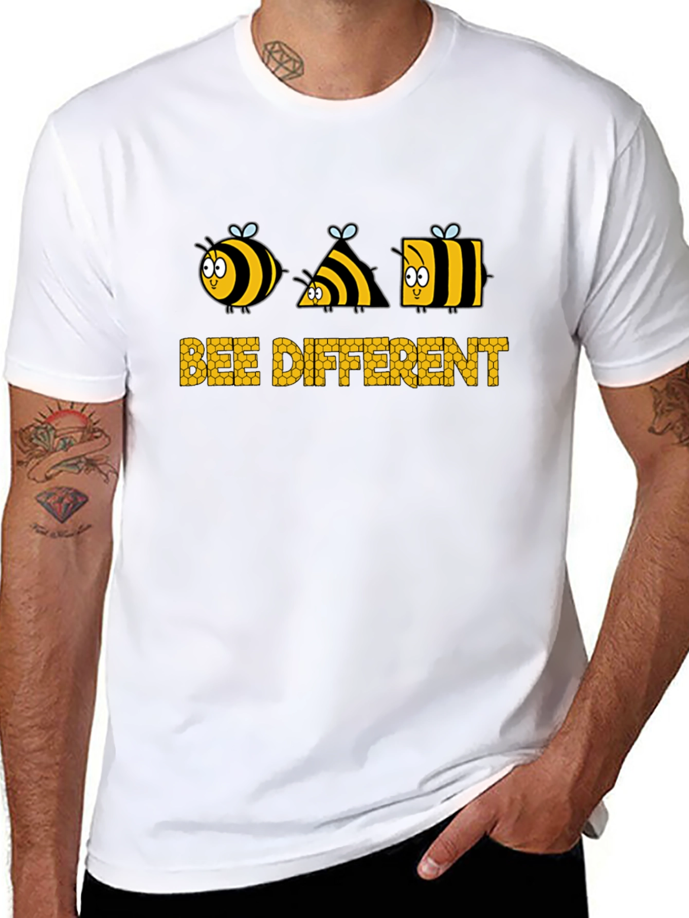 Bee Different Graphic Tee - Unique Honeycomb Design