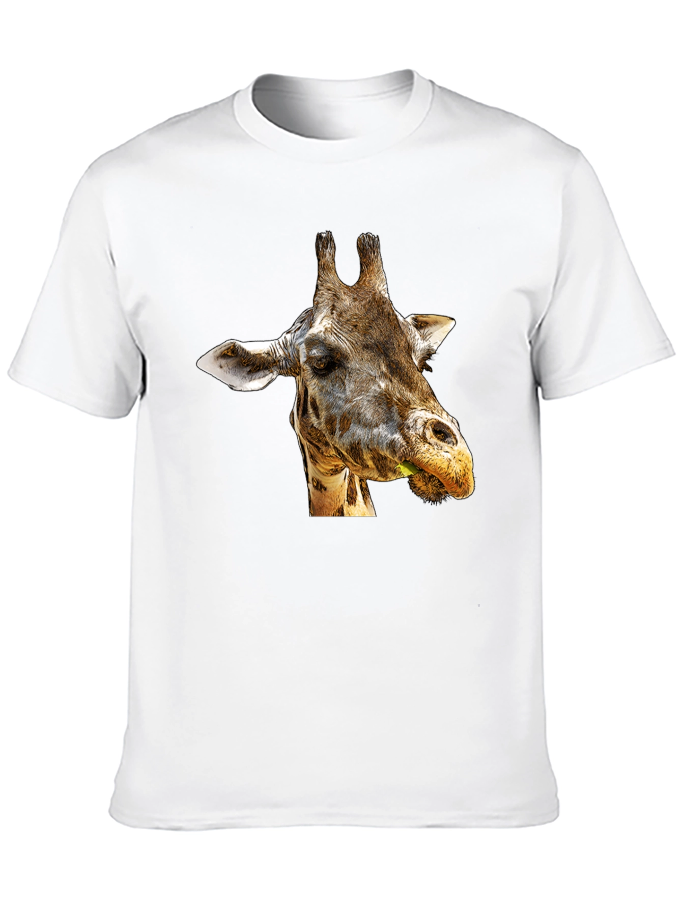 Giraffe Portrait Graphic Print Black T-Shirt
