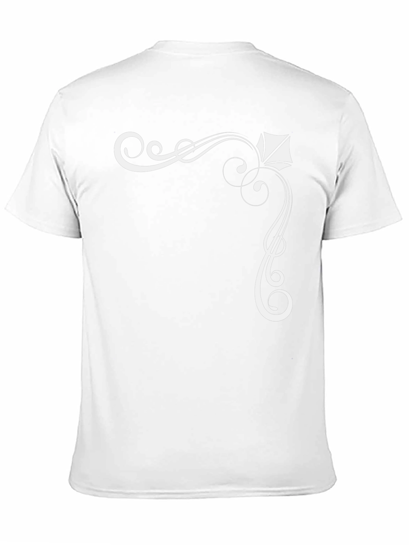 Elegant Black T-Shirt with White Ornamental Design