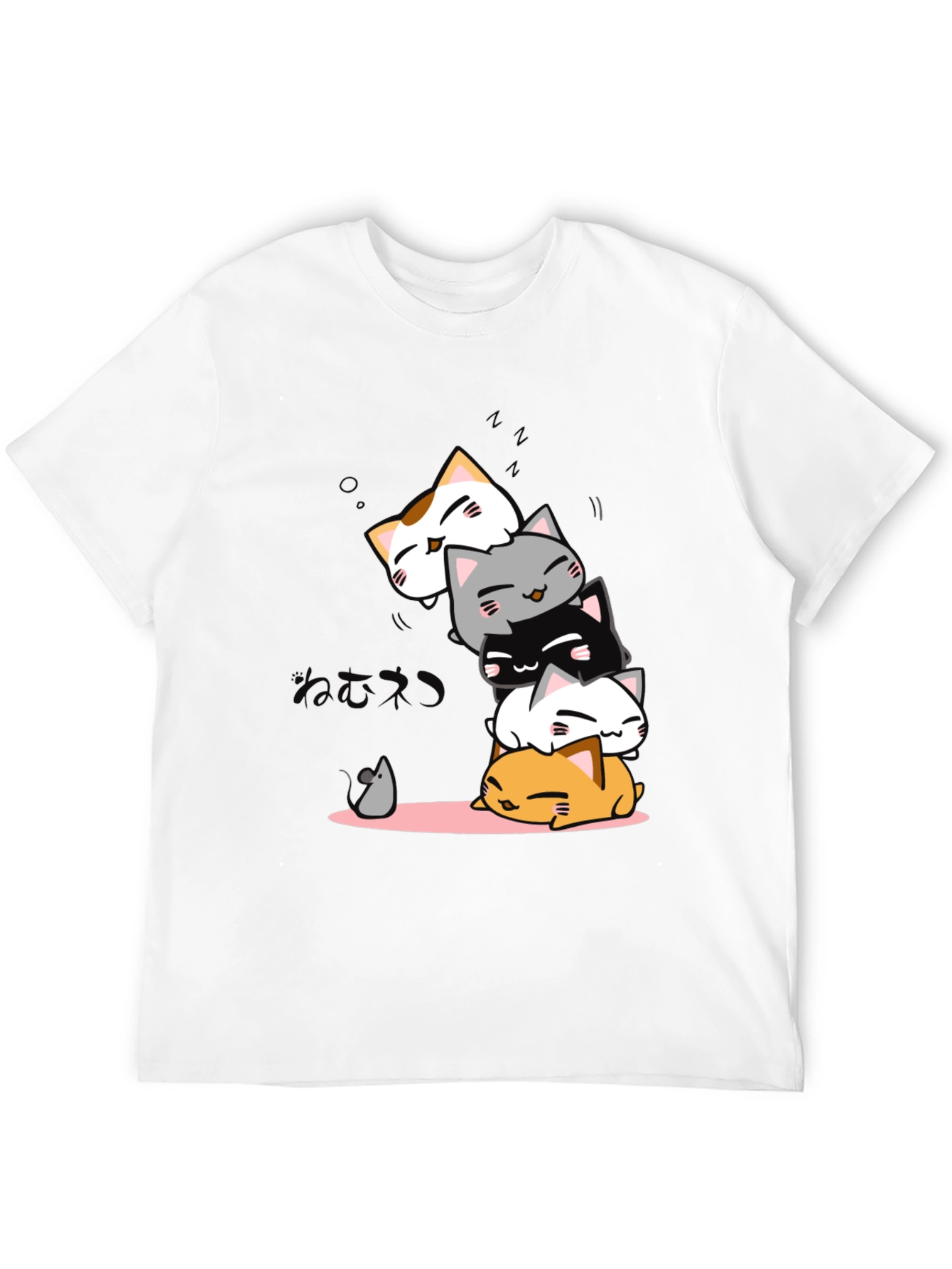 Cute Cats Stack Black T-Shirt