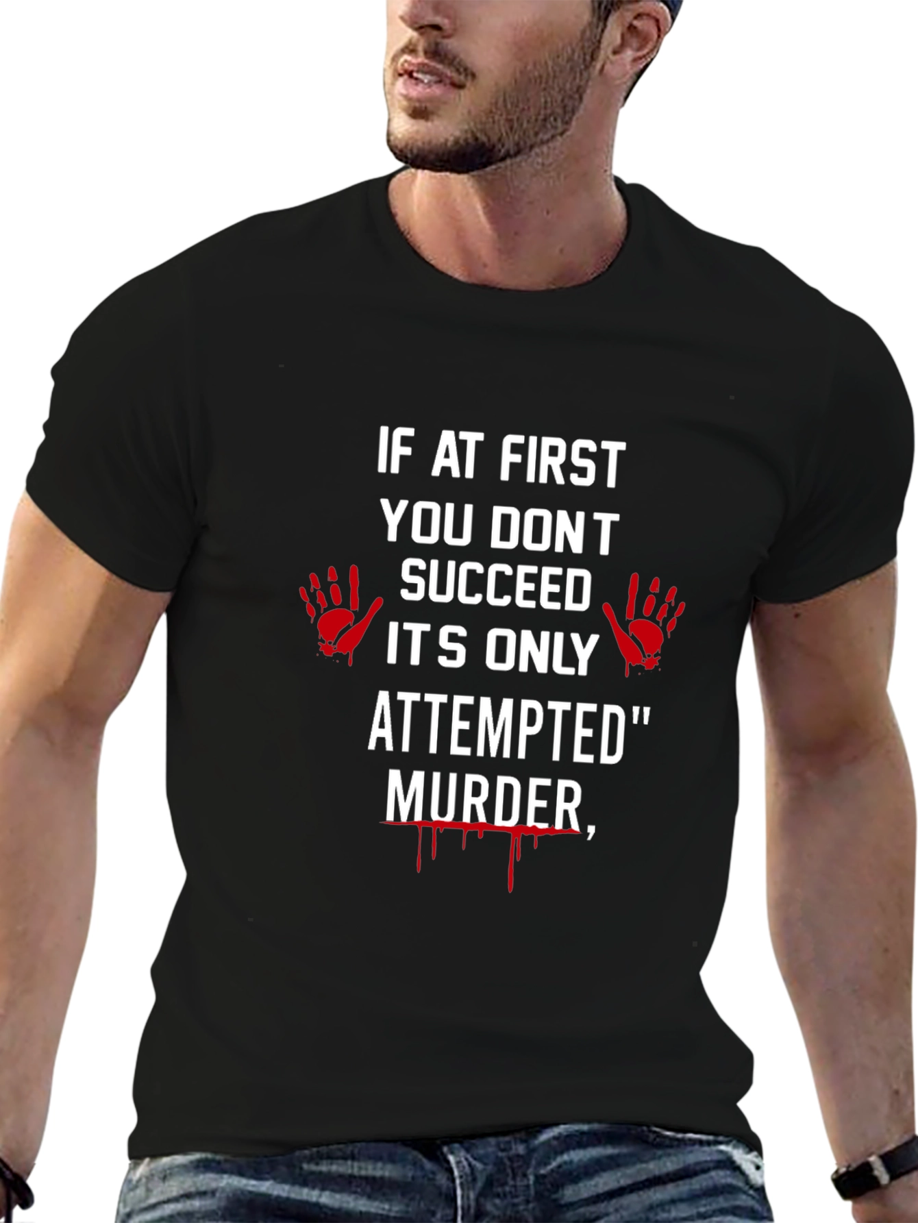 Attempted Murder Graphic Tee - Dark Humor T-Shirt