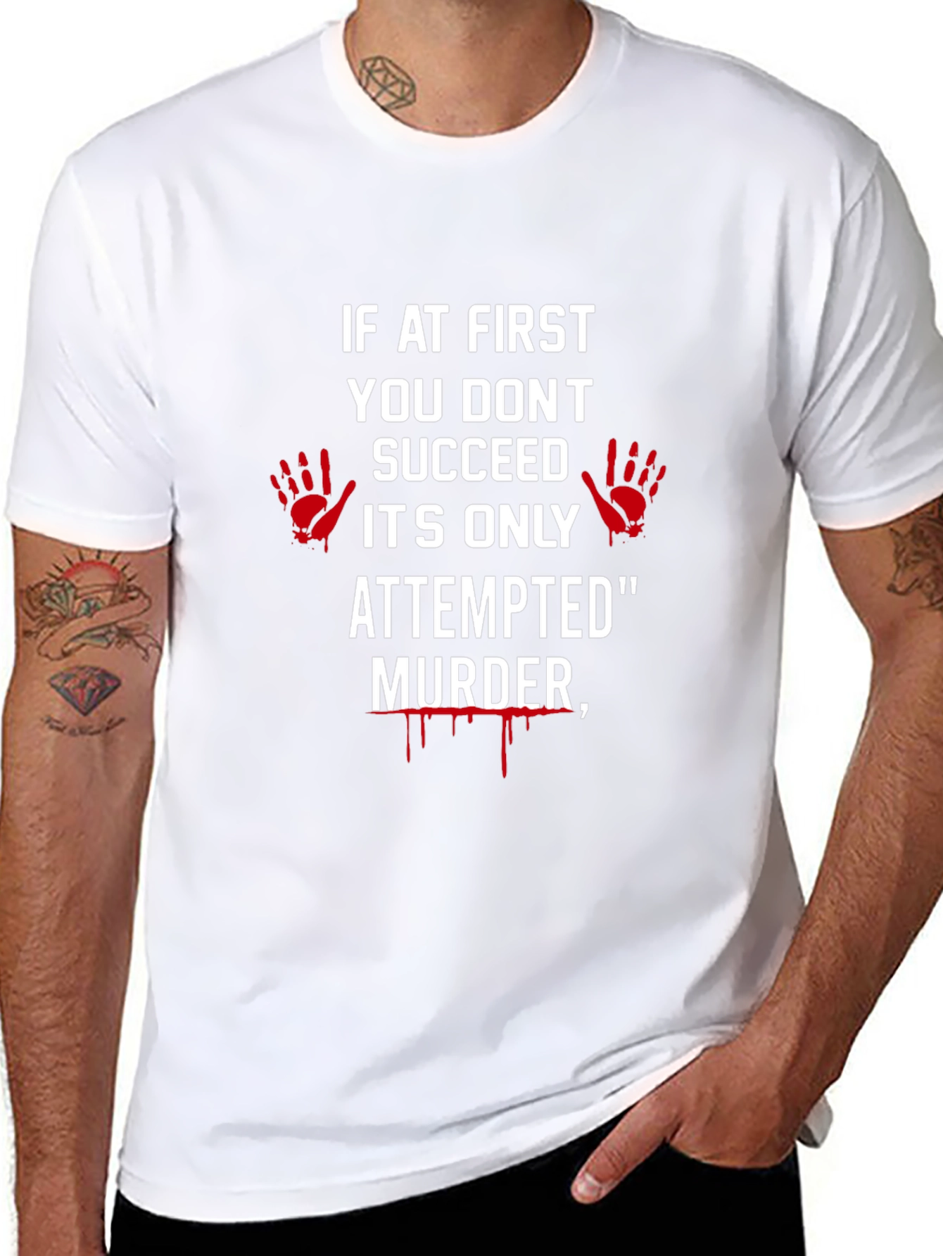 Attempted Murder Graphic Tee - Dark Humor T-Shirt