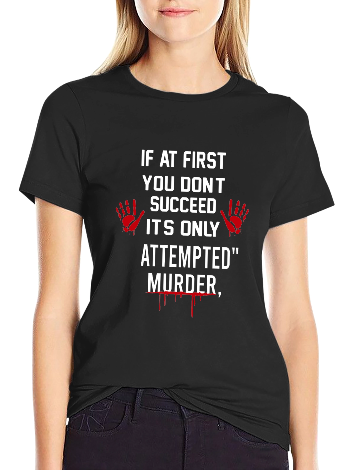 Attempted Murder Graphic Tee - Dark Humor T-Shirt
