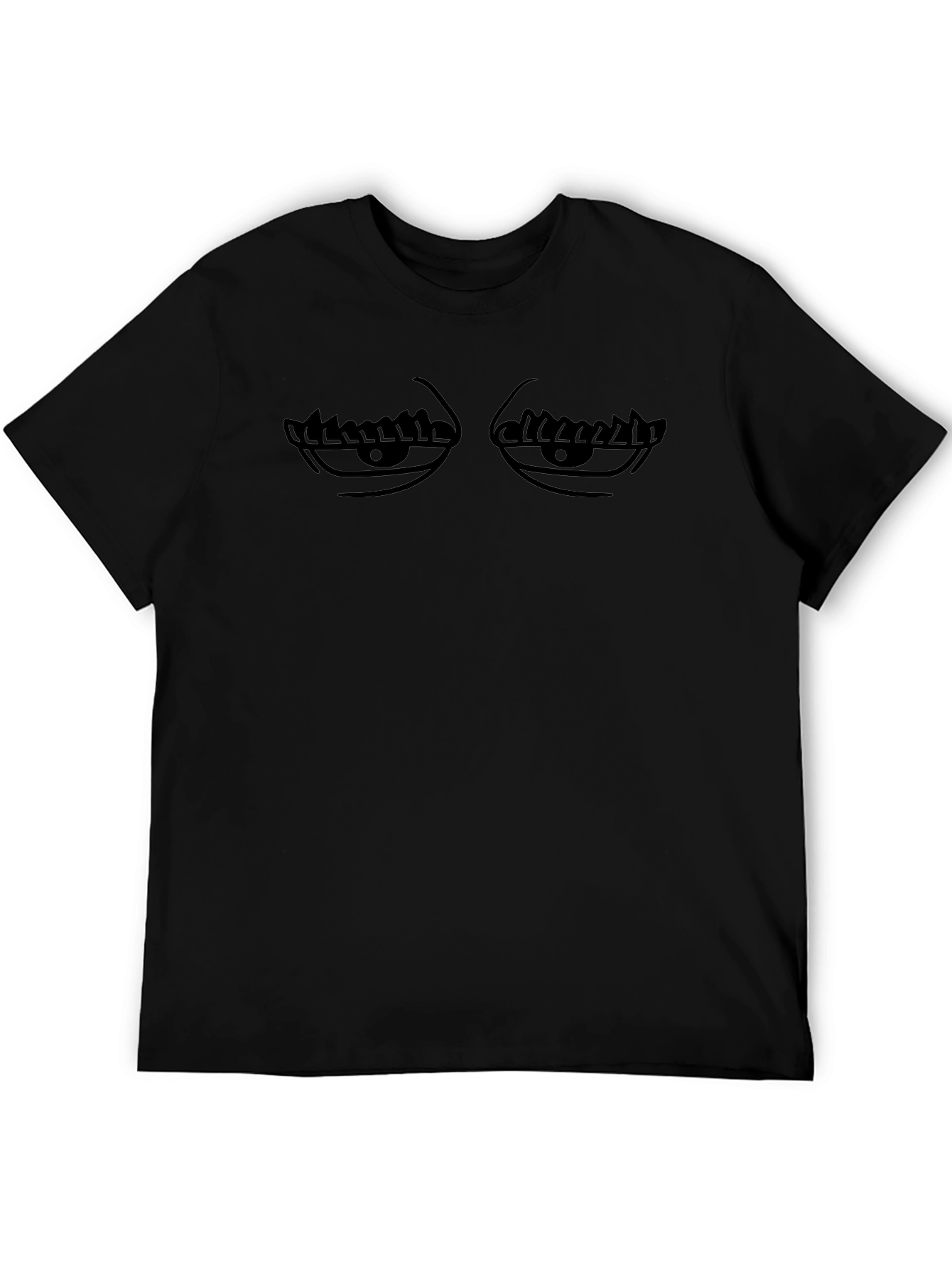Mens Black Graphic Tee - Funny Sleepy Eyes Design