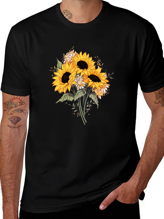 Sunflower Bouquet Graphic T-Shirt - Black
