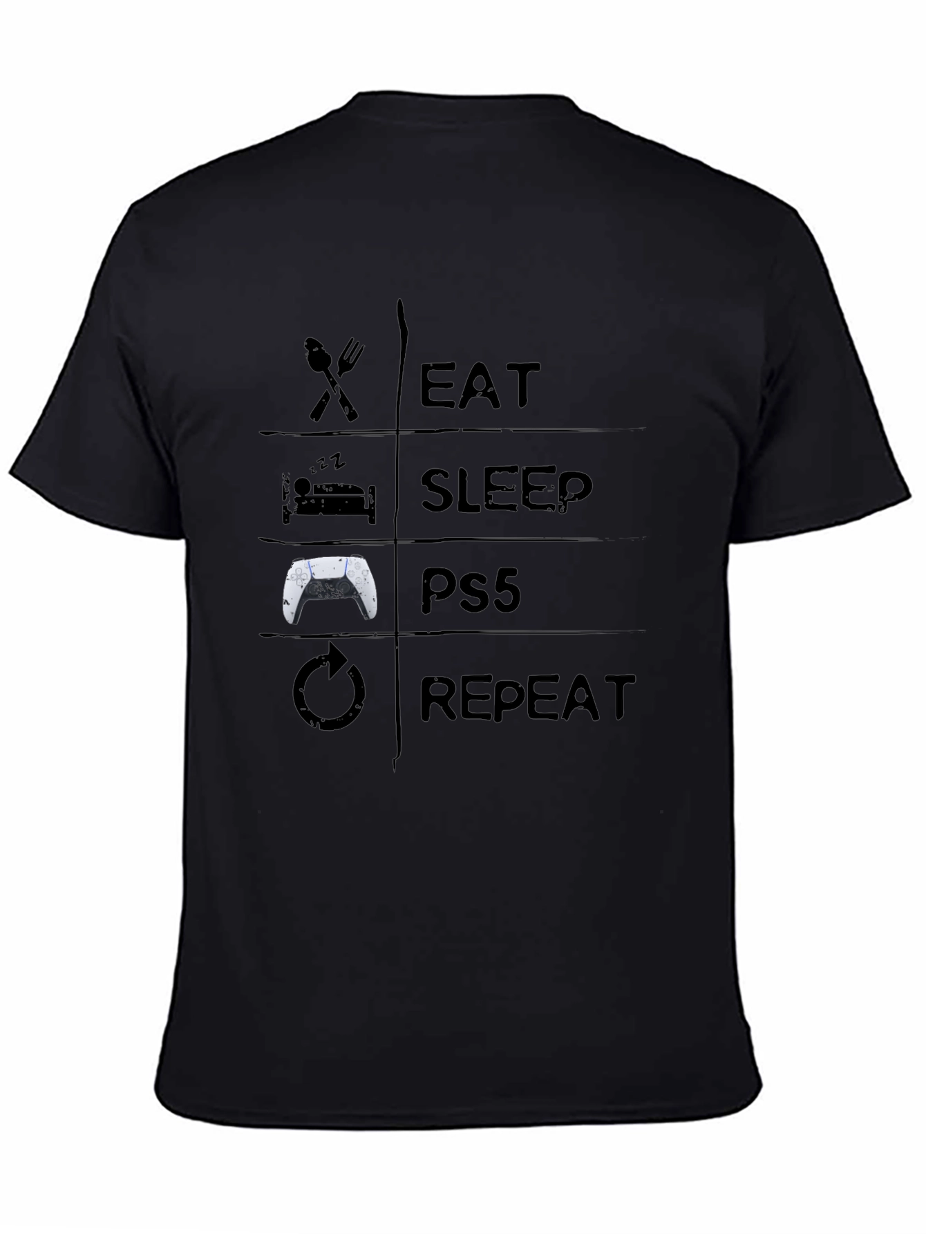 Eat Sleep PS5 Repeat Black T-Shirt