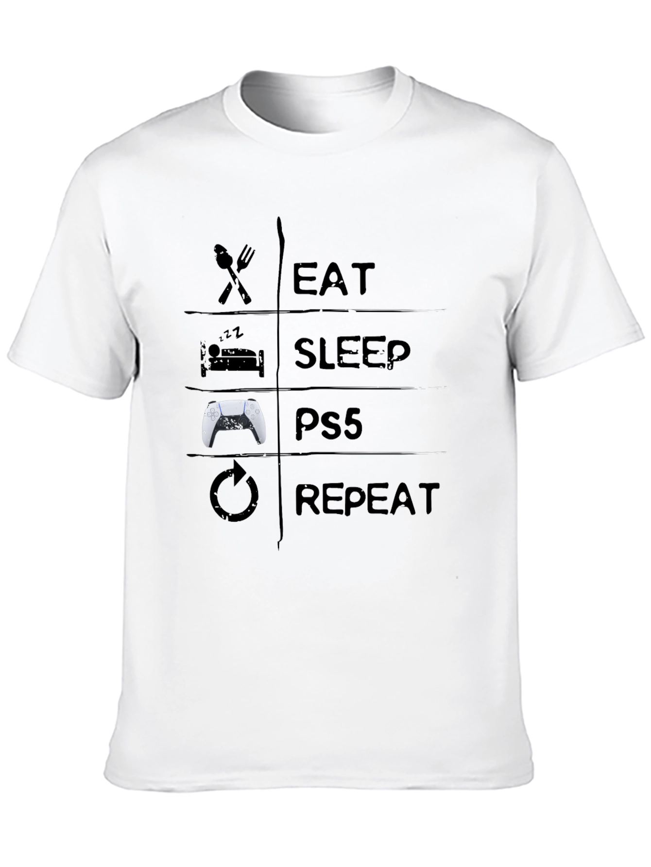 Eat Sleep PS5 Repeat Black T-Shirt