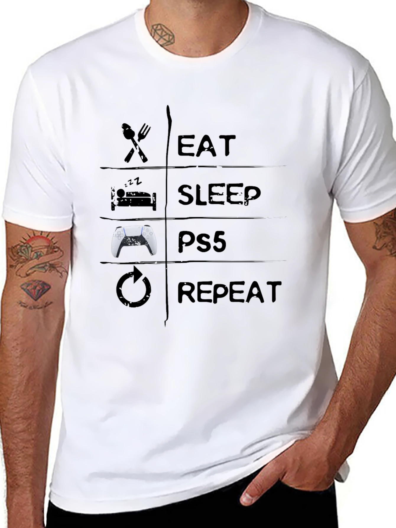 Eat Sleep PS5 Repeat Black T-Shirt