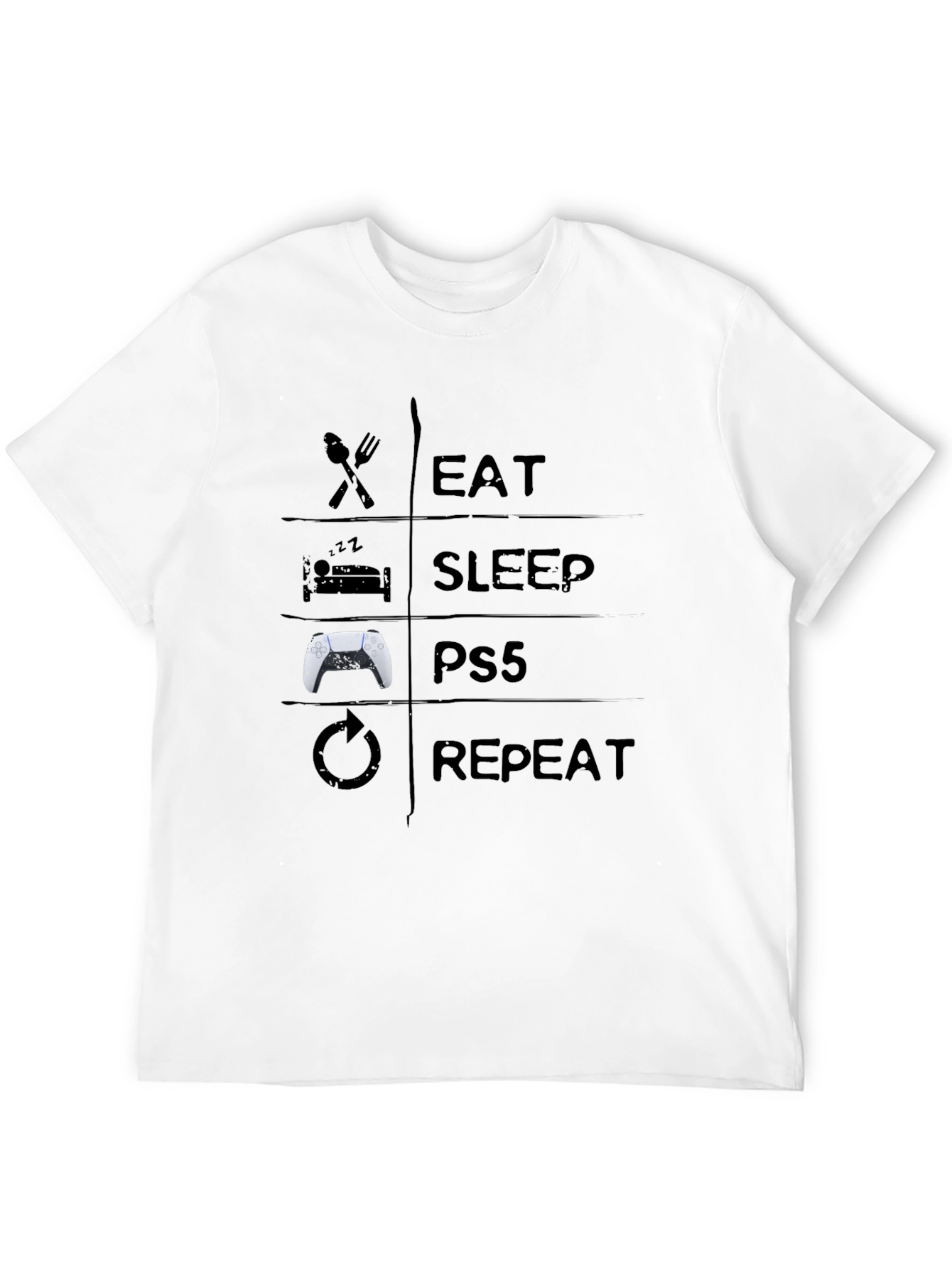 Eat Sleep PS5 Repeat Black T-Shirt
