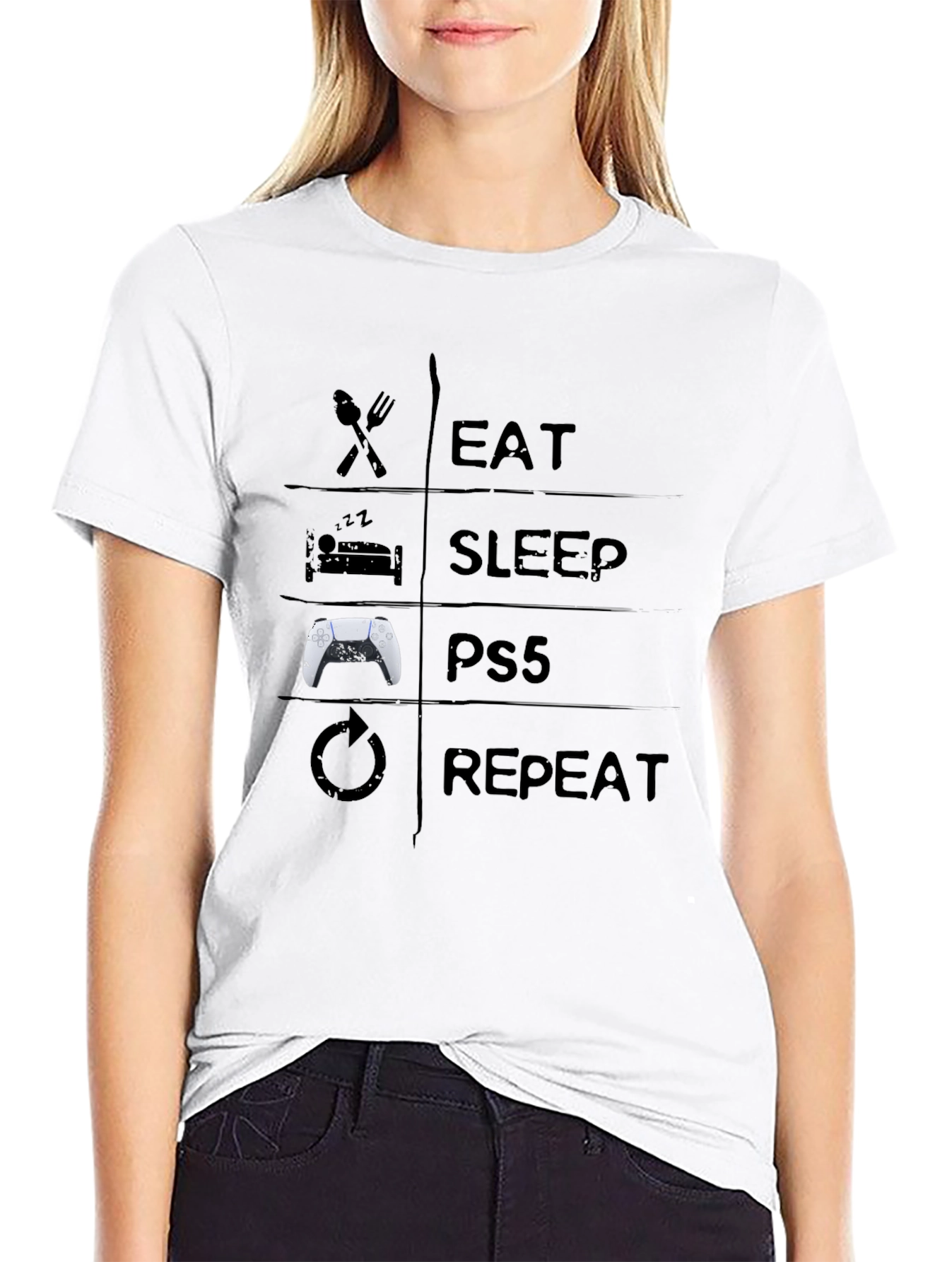 Eat Sleep PS5 Repeat Black T-Shirt
