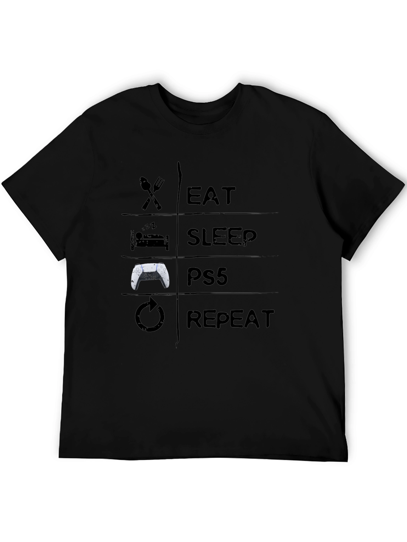 Eat Sleep PS5 Repeat Black T-Shirt