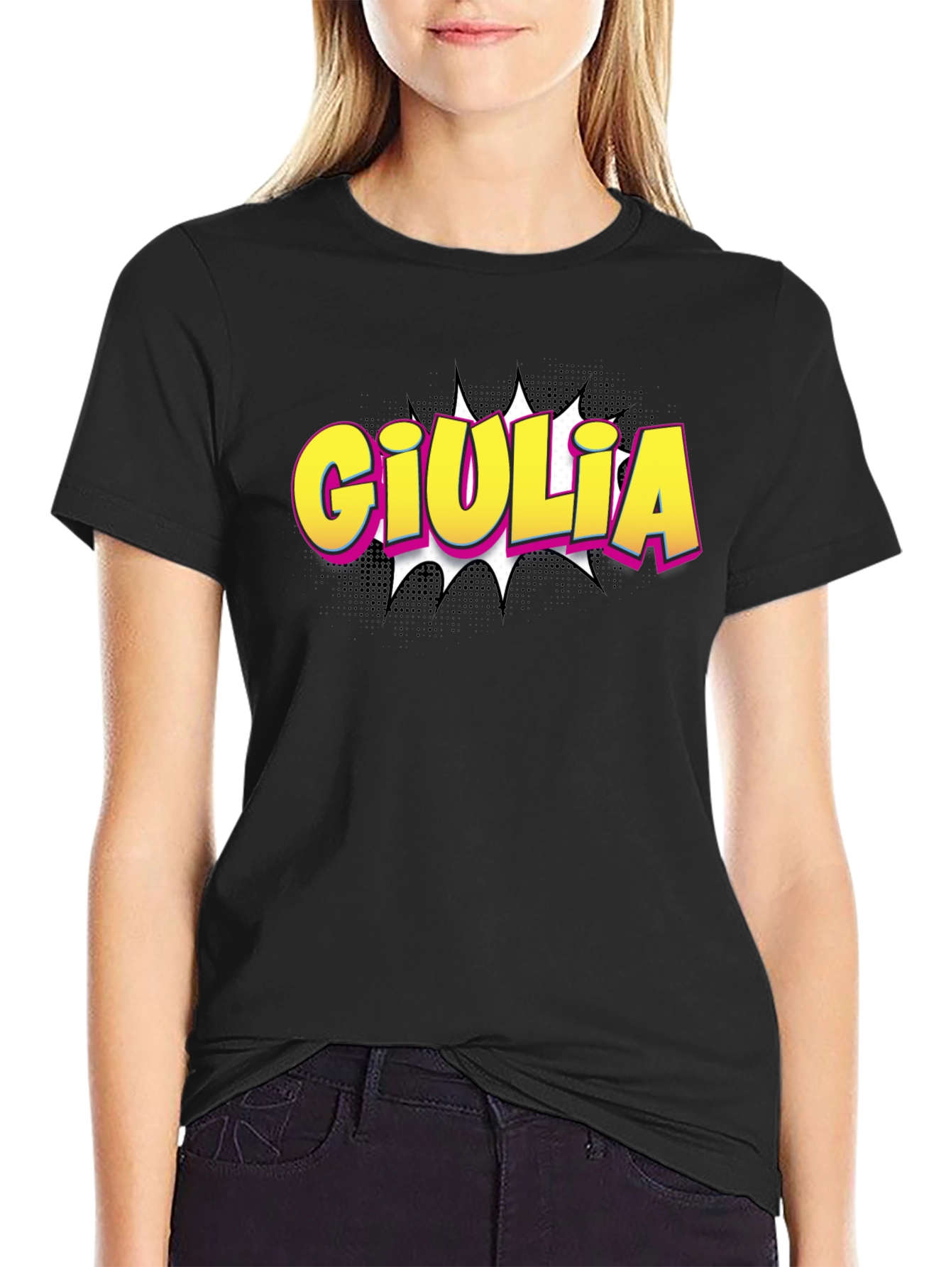 Giulia Comic Book Style Graphic T-Shirt