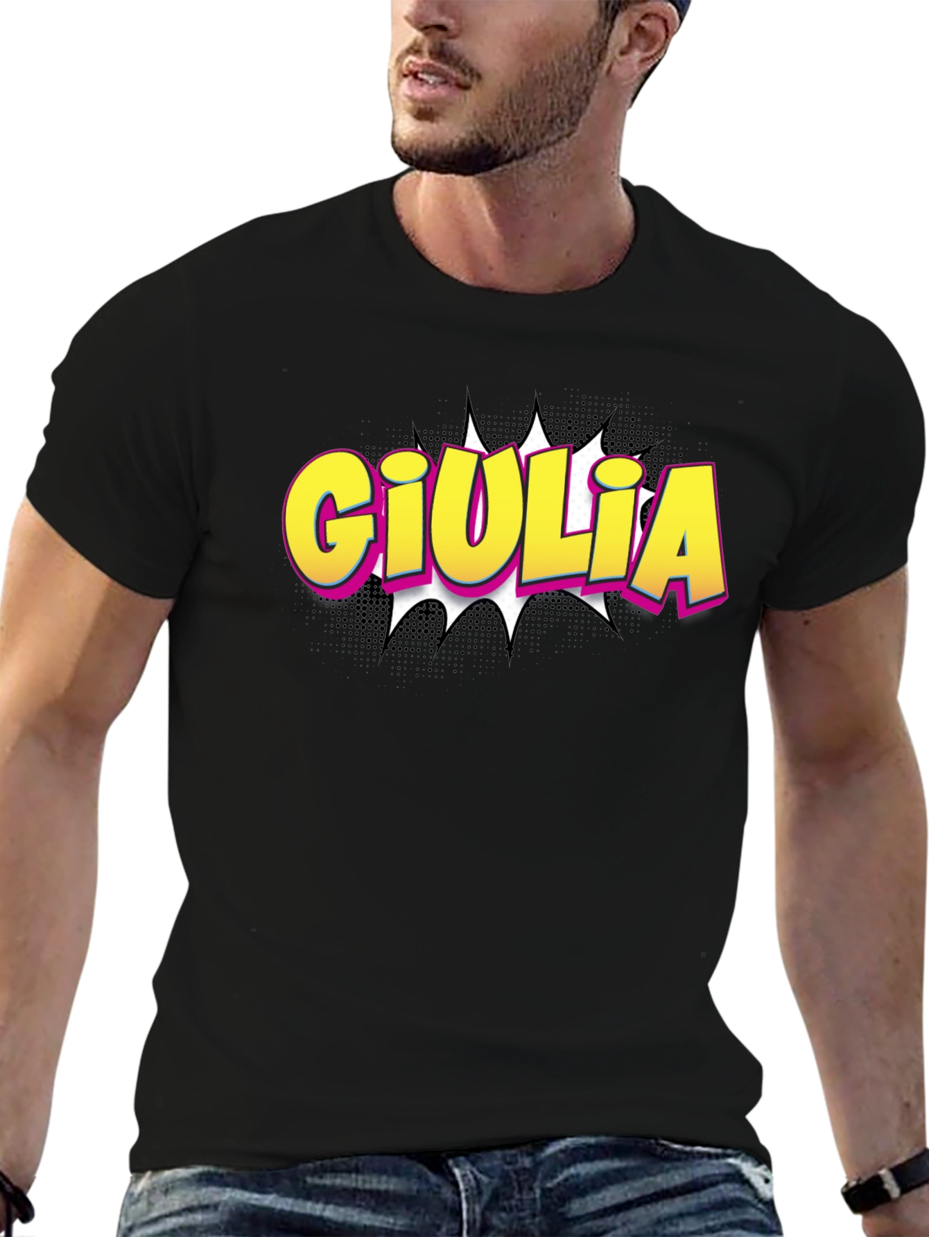 Giulia Comic Book Style Graphic T-Shirt