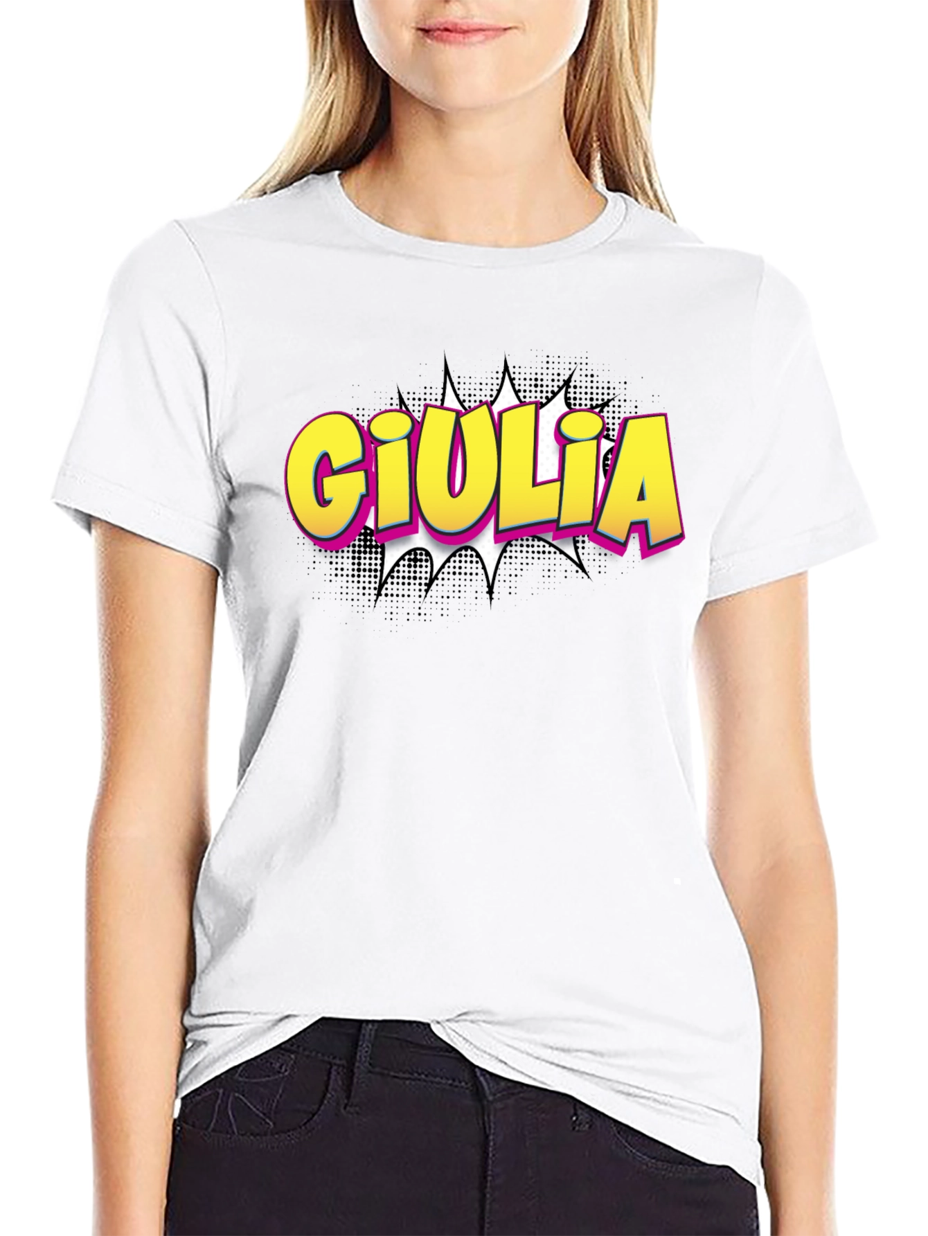 Giulia Comic Book Style Graphic T-Shirt