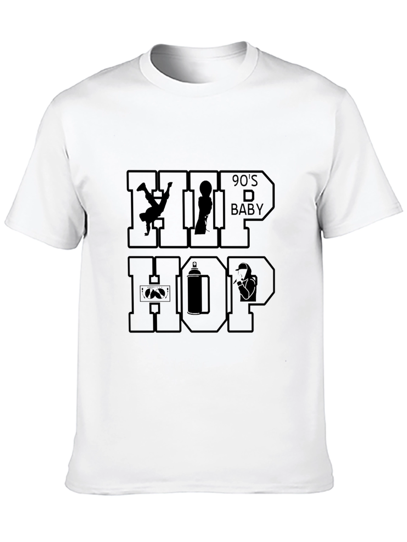 90s Hip Hop Baby Graphic Tee - Classic Black
