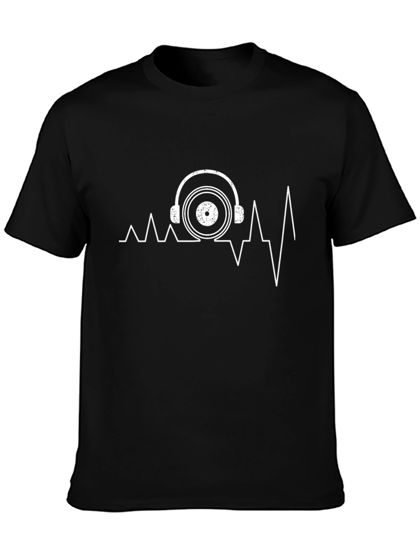 Music Heartbeat T-Shirt - DJ Headphones & Vinyl