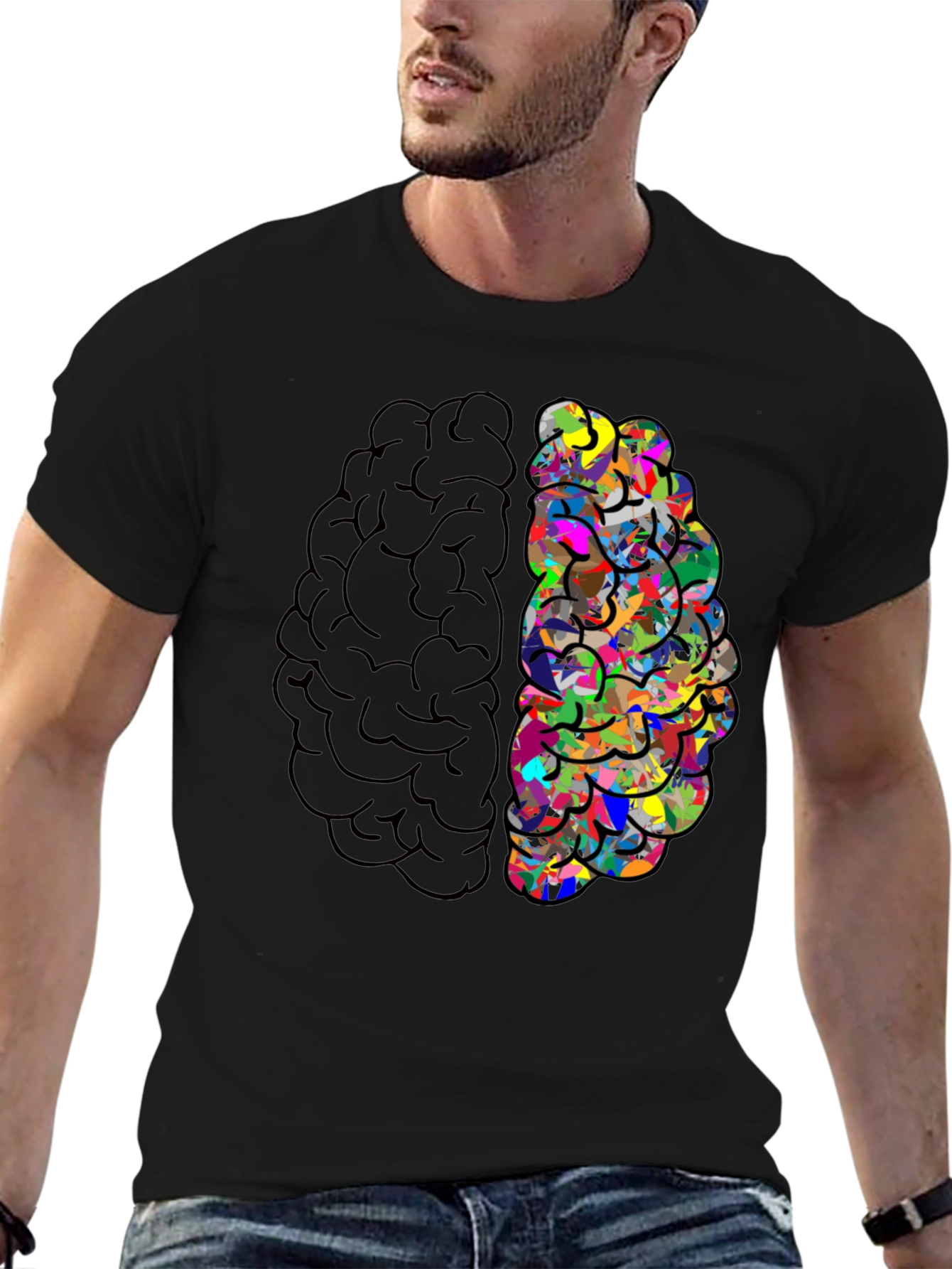 Brain Hemisphere Graphic Tee - Creative Mind T-Shirt