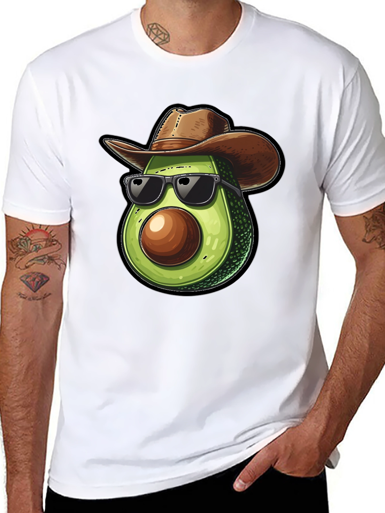 Cool Avocado Cowboy Black T-Shirt