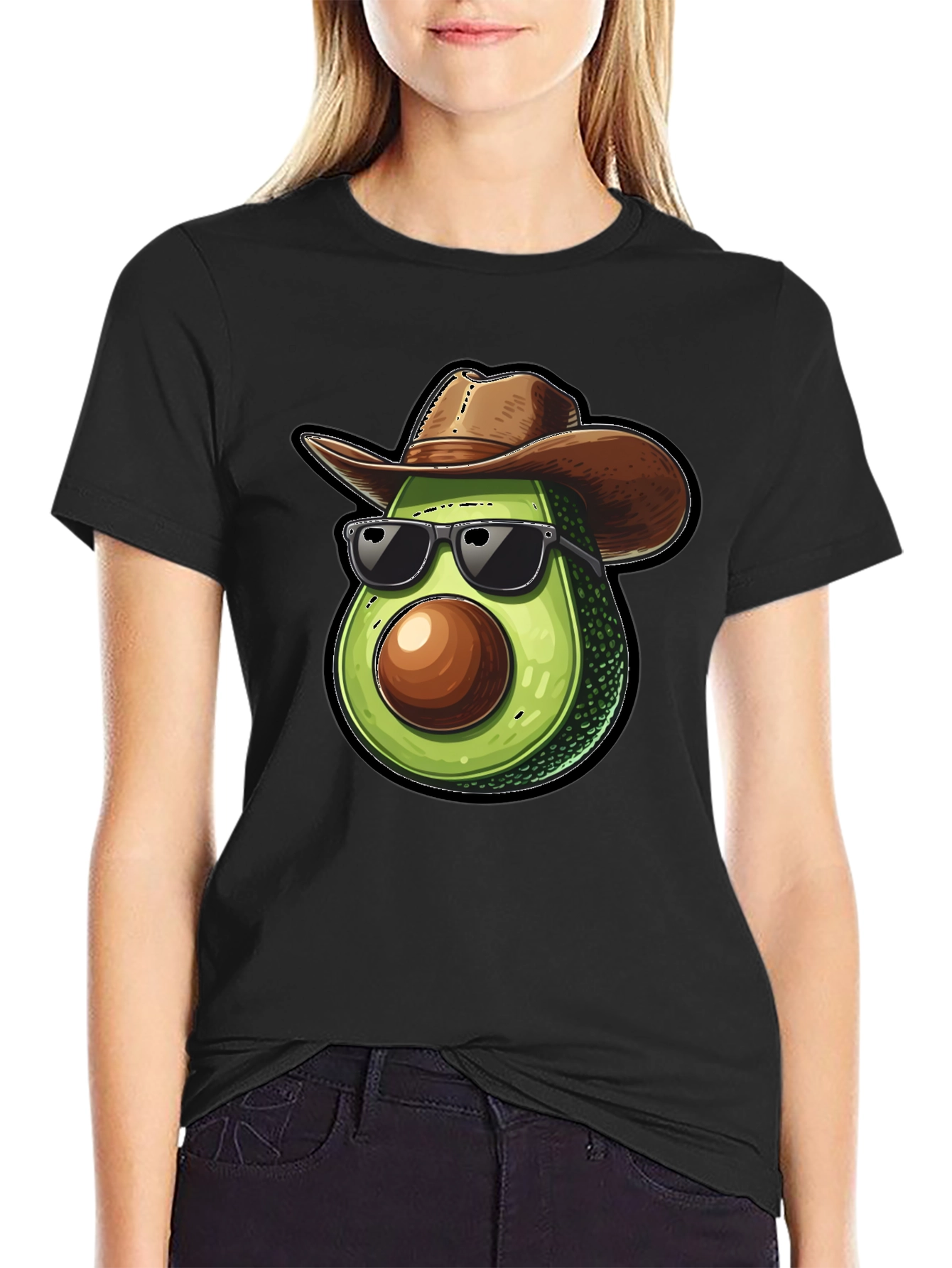 Cool Avocado Cowboy Black T-Shirt