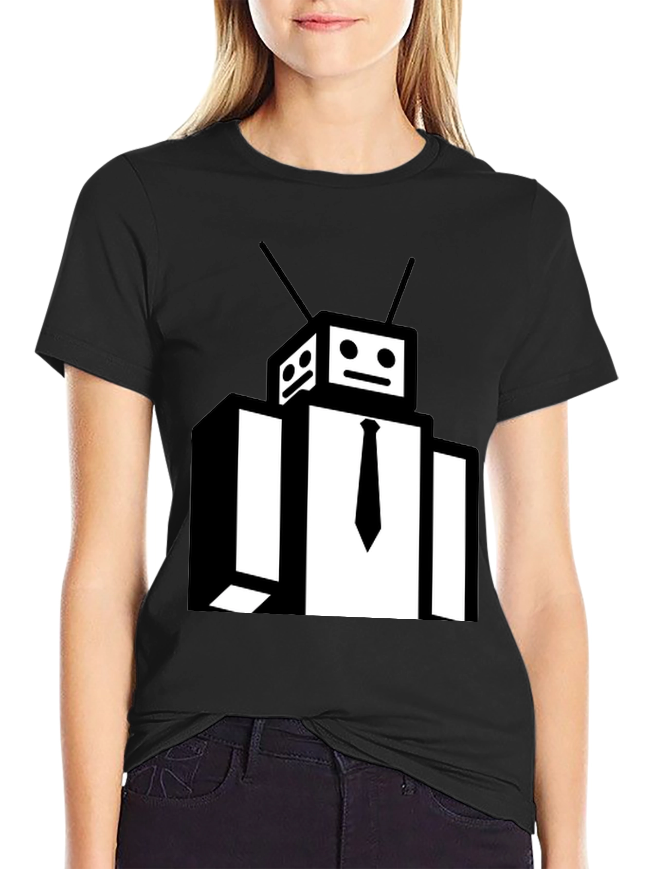 Robot Head Black T-Shirt - Funky Graphic Tee