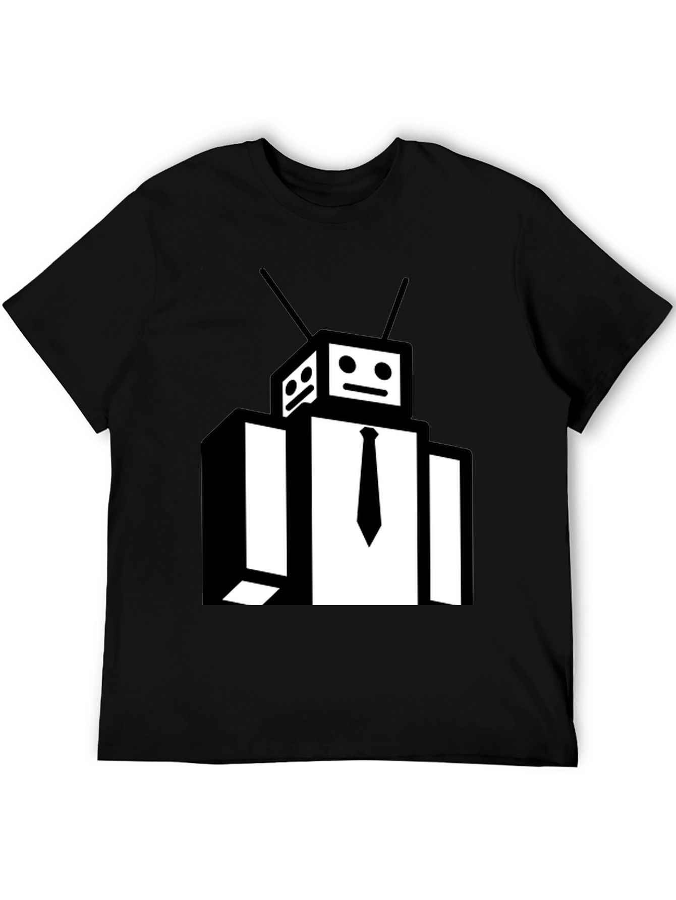Robot Head Black T-Shirt - Funky Graphic Tee