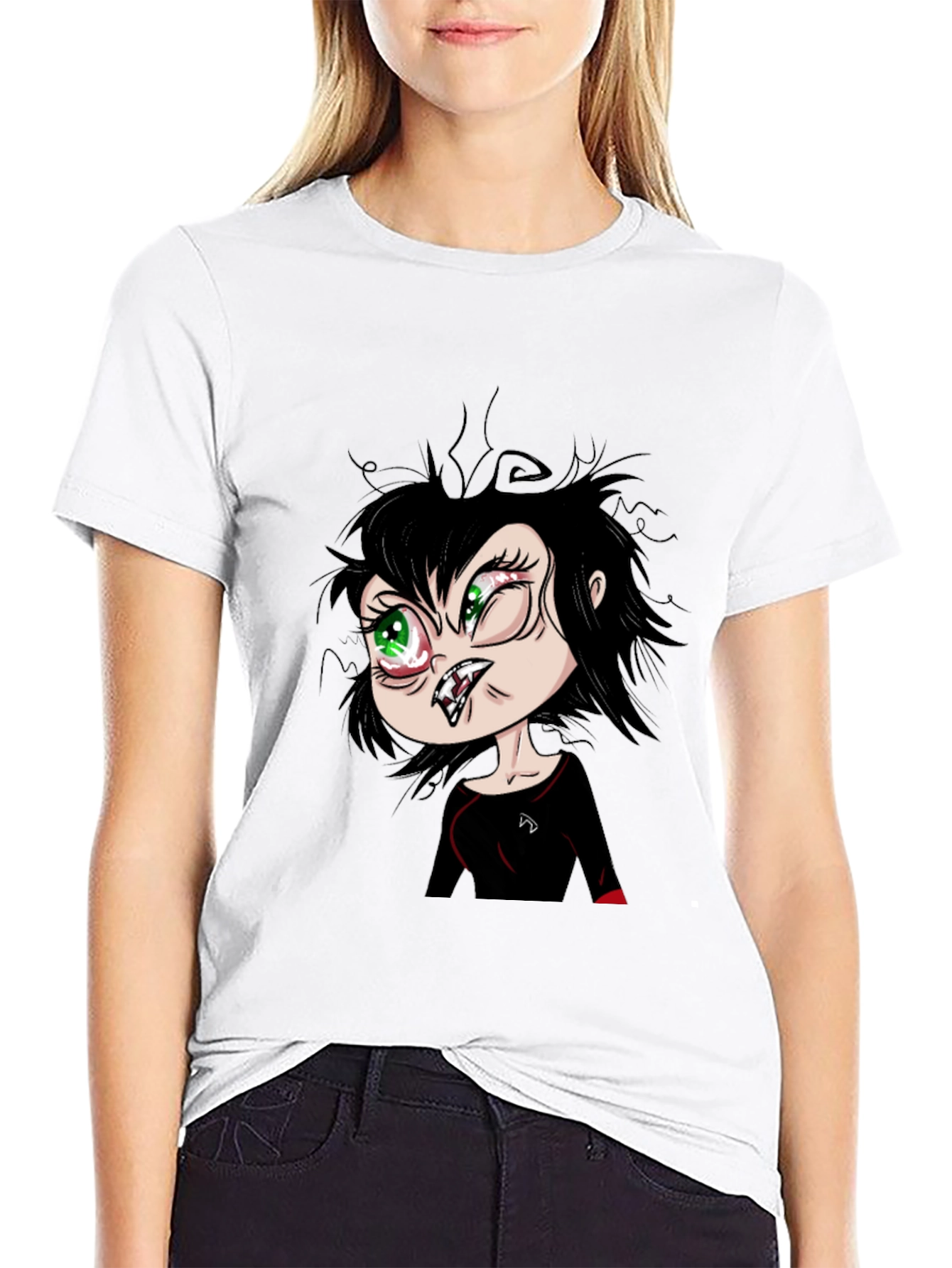 Funny Cartoon Vampire Graphic T-Shirt - Black