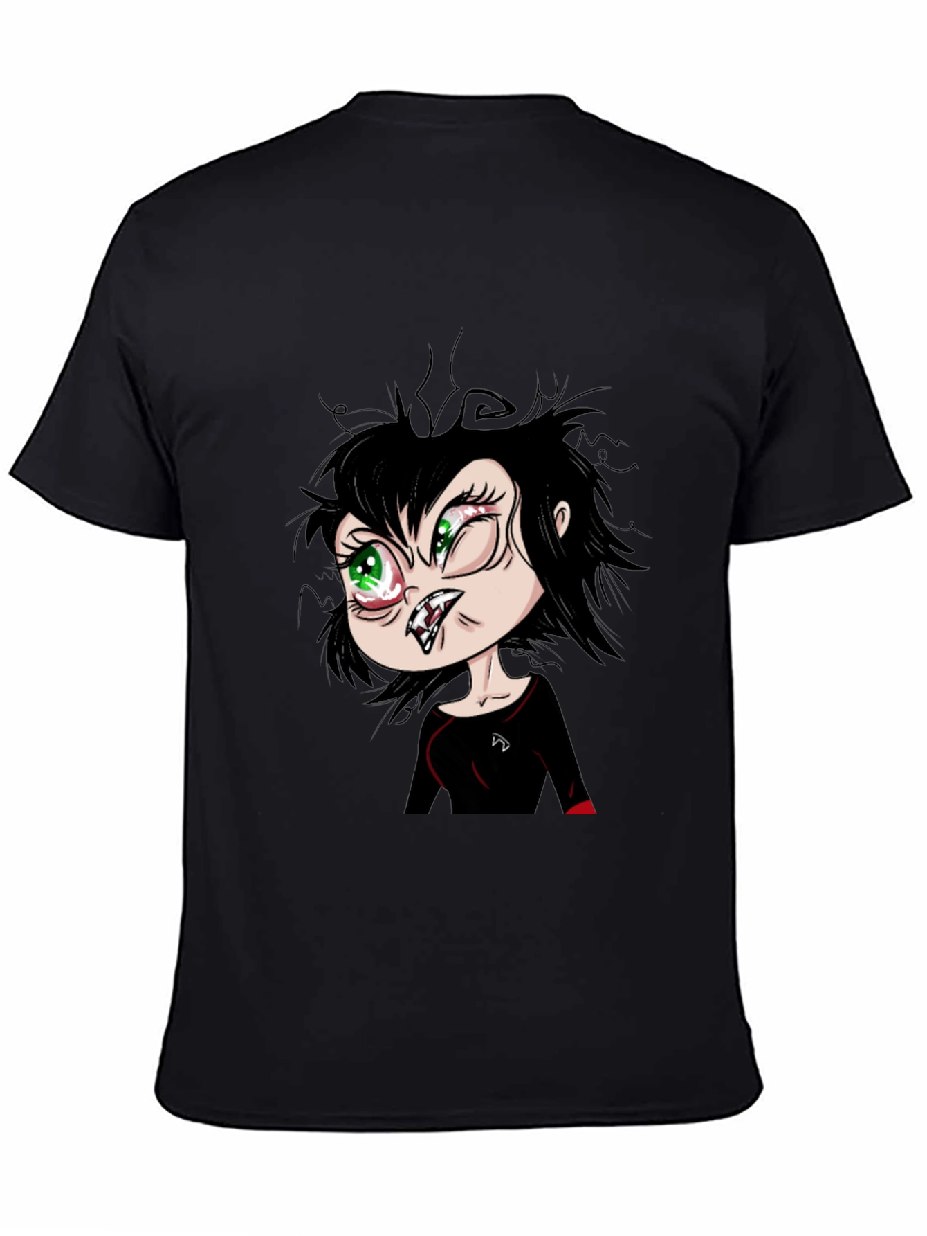 Funny Cartoon Vampire Graphic T-Shirt - Black