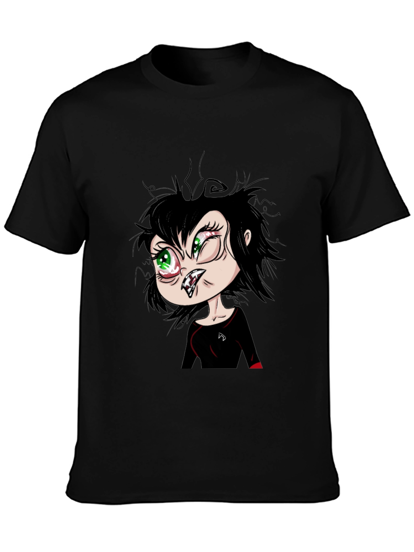 Funny Cartoon Vampire Graphic T-Shirt - Black