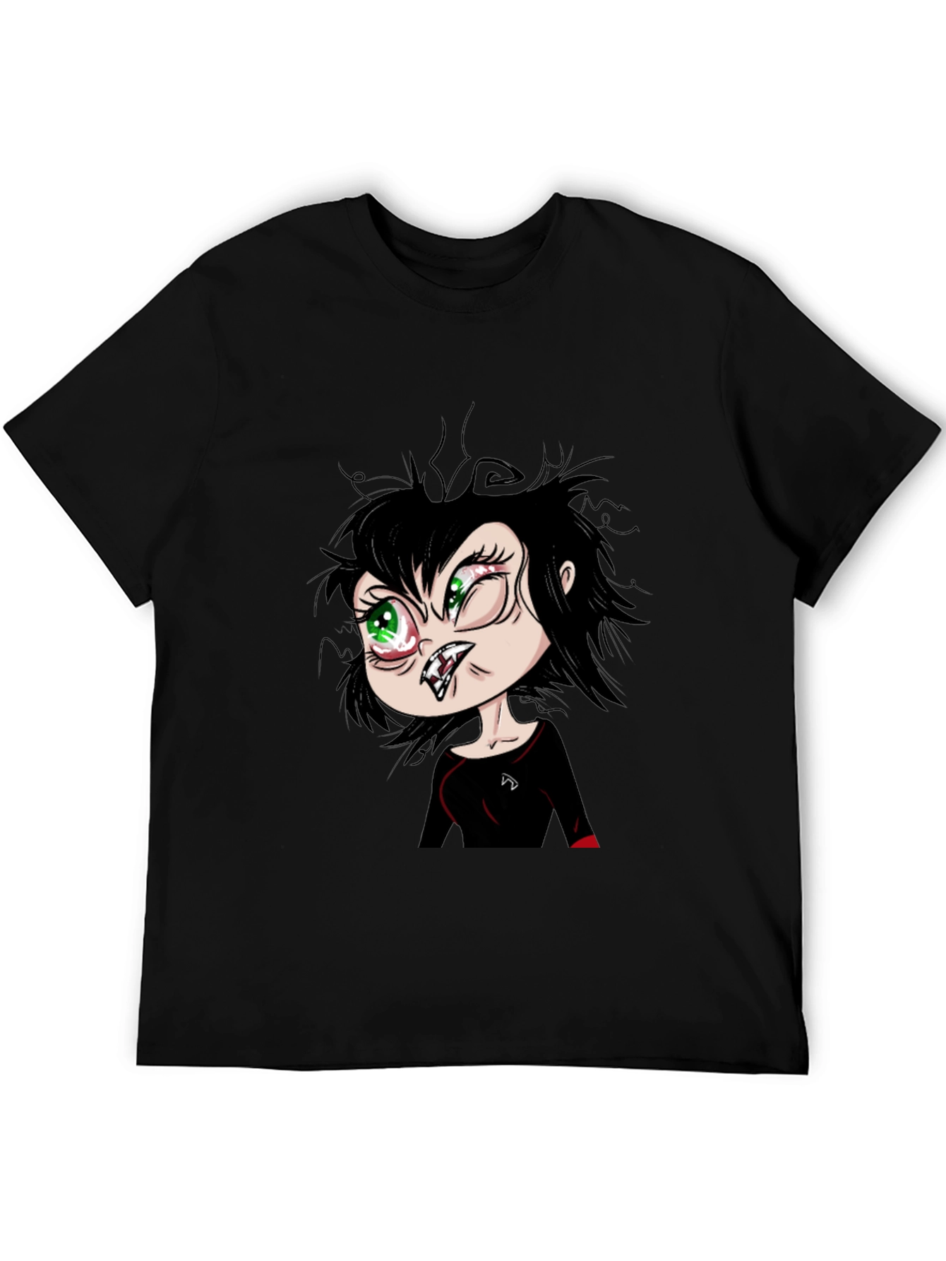 Funny Cartoon Vampire Graphic T-Shirt - Black