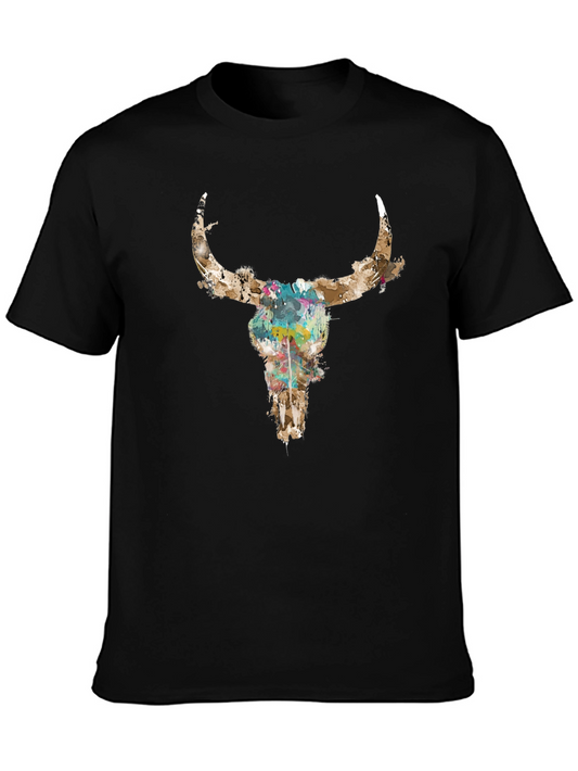 Bull Skull Watercolor Graphic Tee