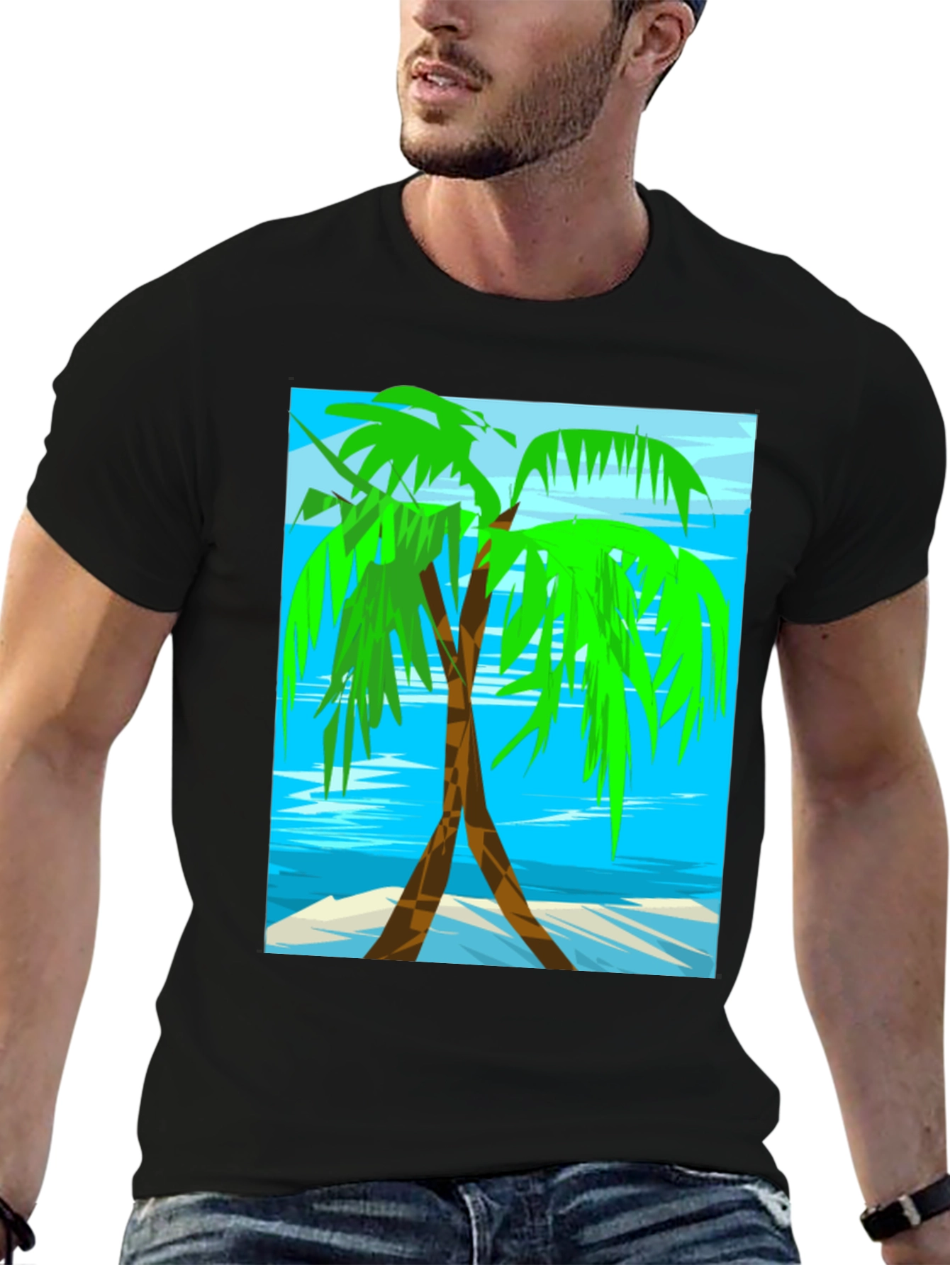 Palm Tree Graphic Tee - Tropical Beach Design
