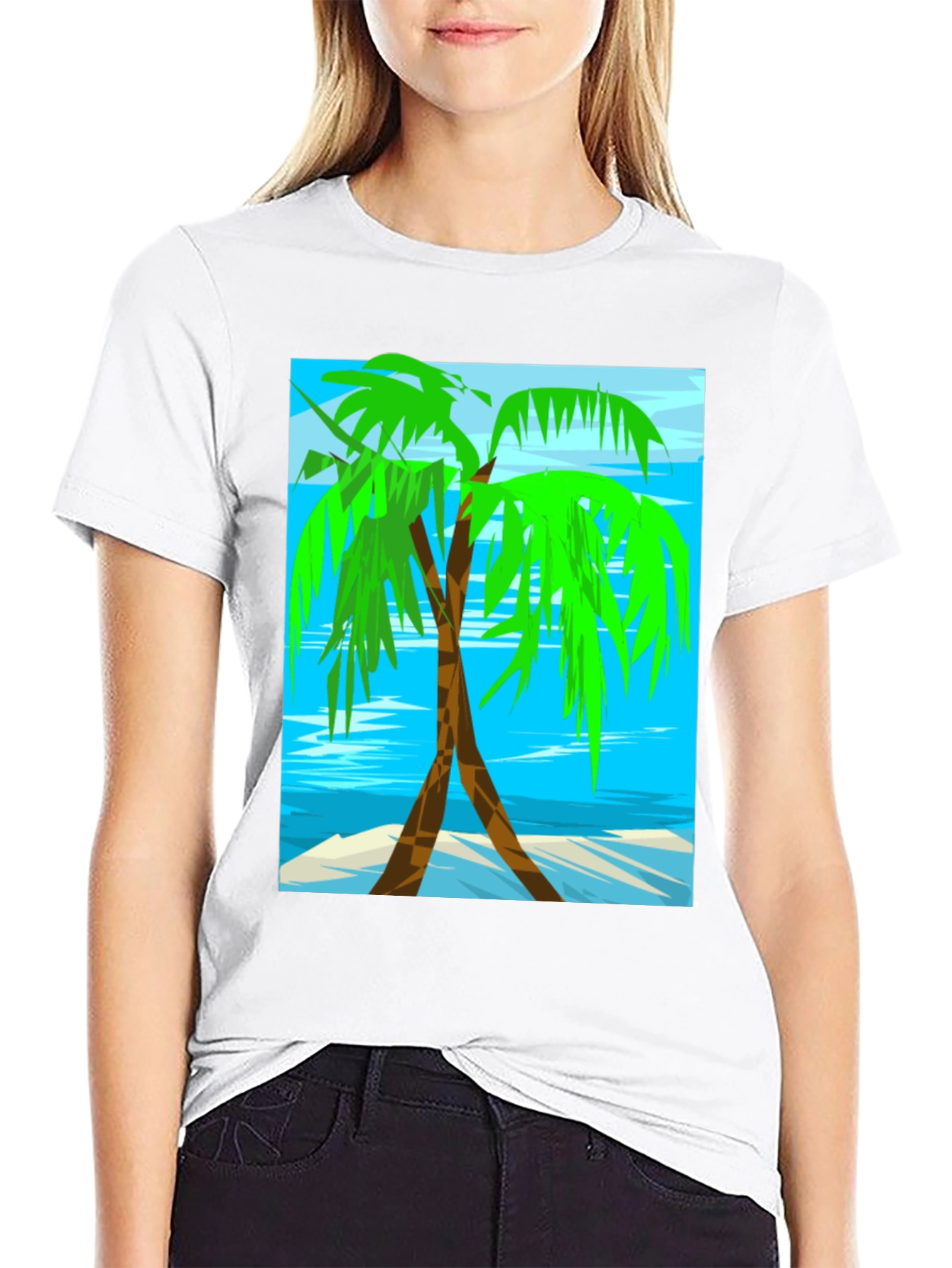 Palm Tree Graphic Tee - Tropical Beach Design