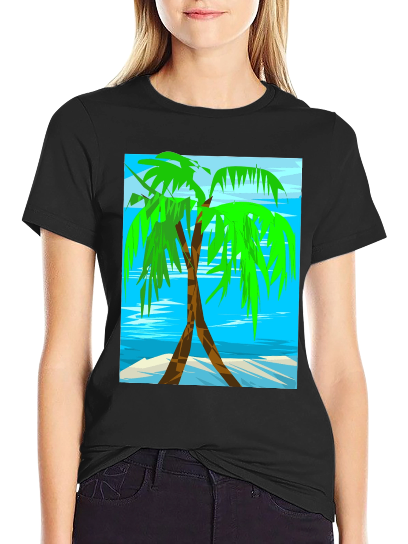 Palm Tree Graphic Tee - Tropical Beach Design