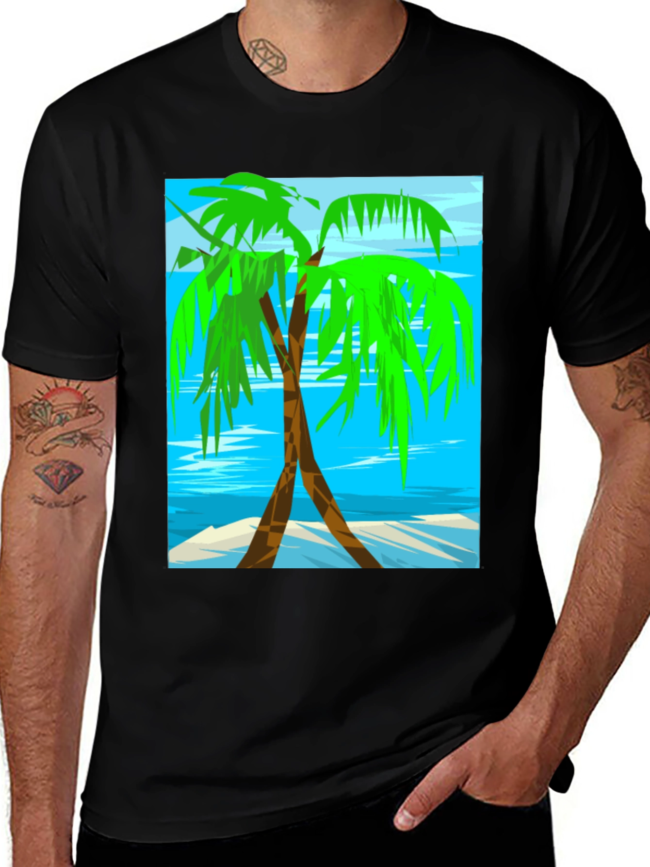 Palm Tree Graphic Tee - Tropical Beach Design