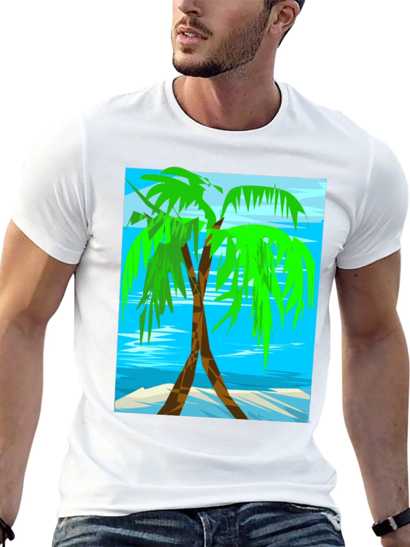 Palm Tree Graphic Tee - Tropical Beach Design