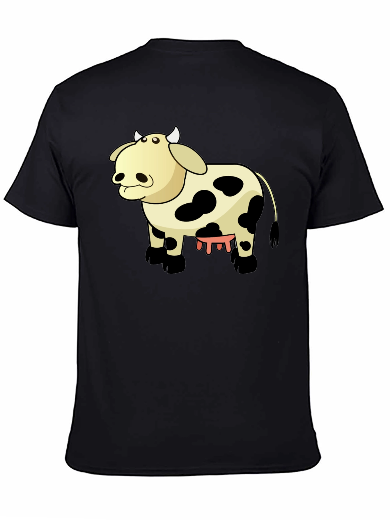 Cartoon Cow Graphic Tee - Unisex Black T-Shirt