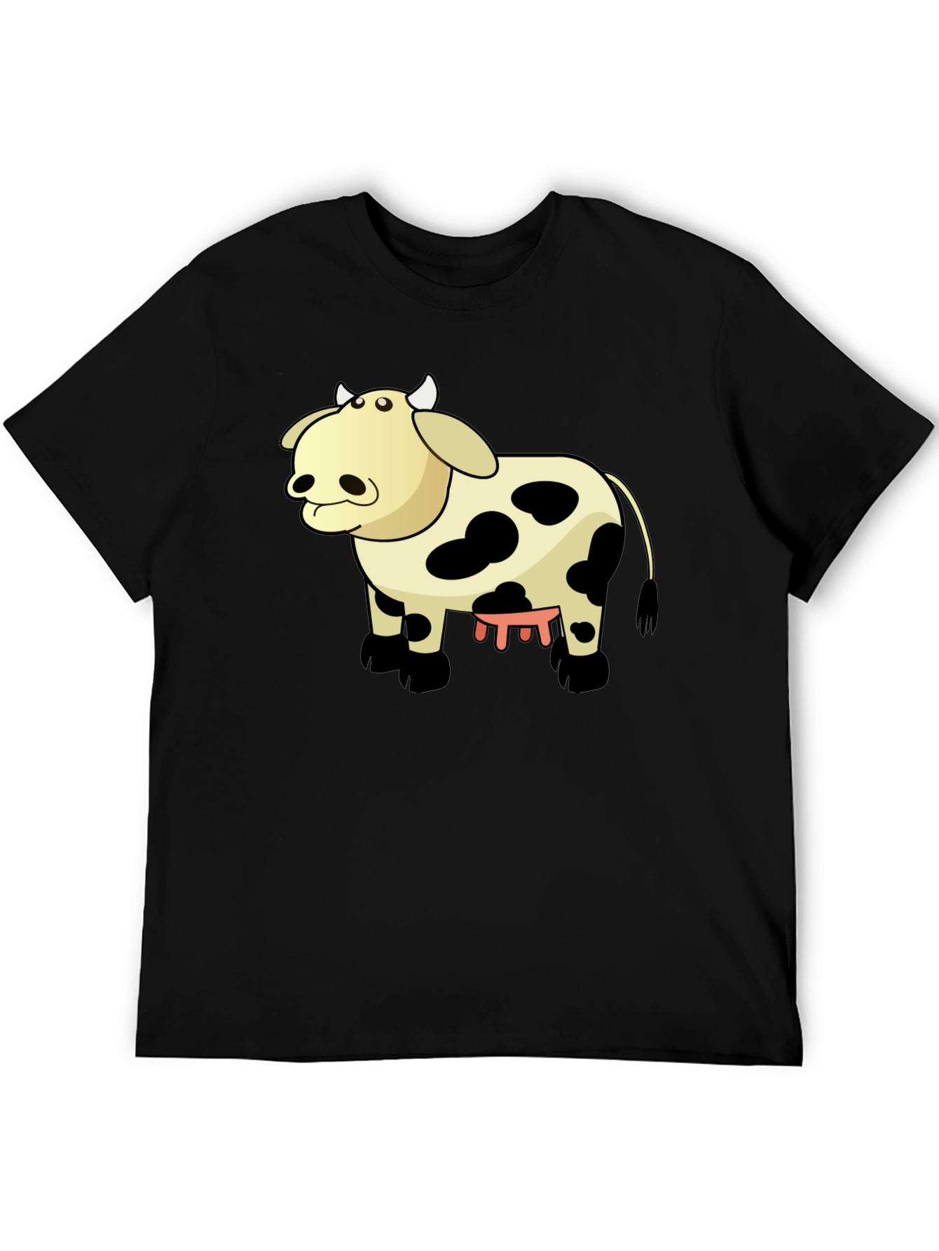 Cartoon Cow Graphic Tee - Unisex Black T-Shirt