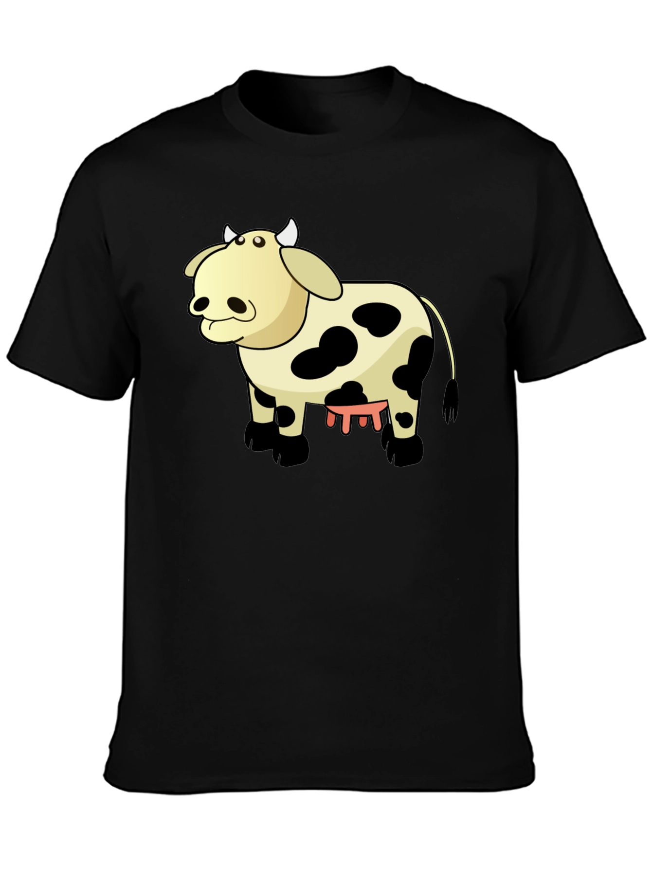 Cartoon Cow Graphic Tee - Unisex Black T-Shirt