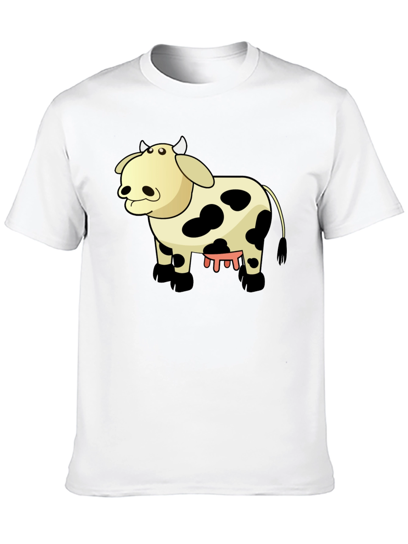 Cartoon Cow Graphic Tee - Unisex Black T-Shirt