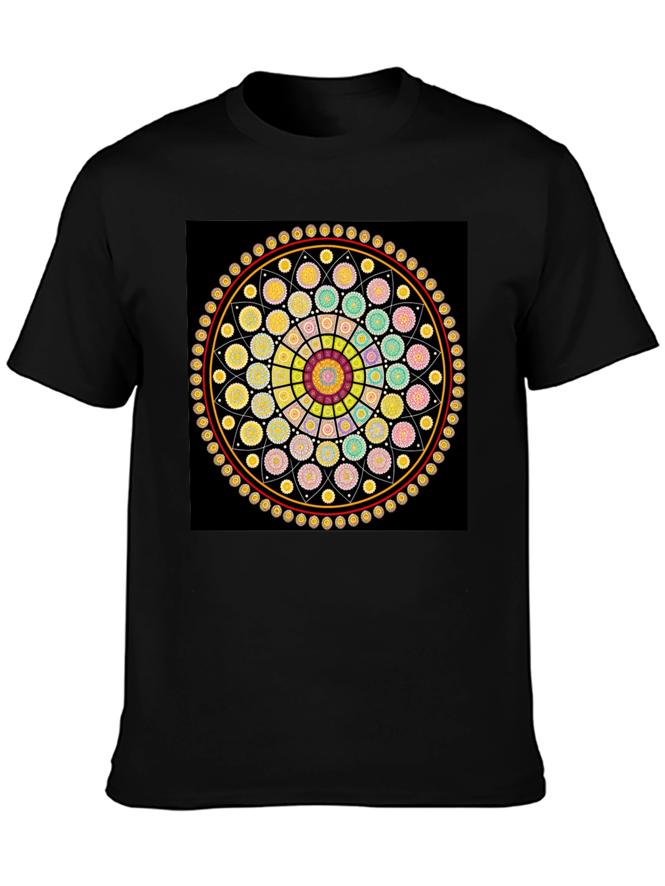 Geometric Mandala Graphic Tee - Stylish Black T-Shirt