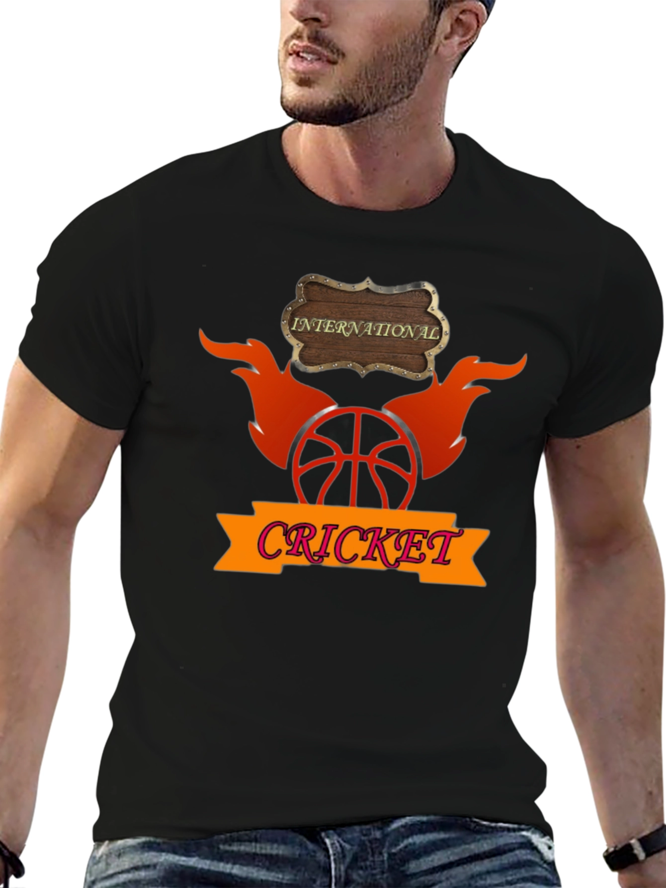 International Cricket Graphic T-Shirt - Black