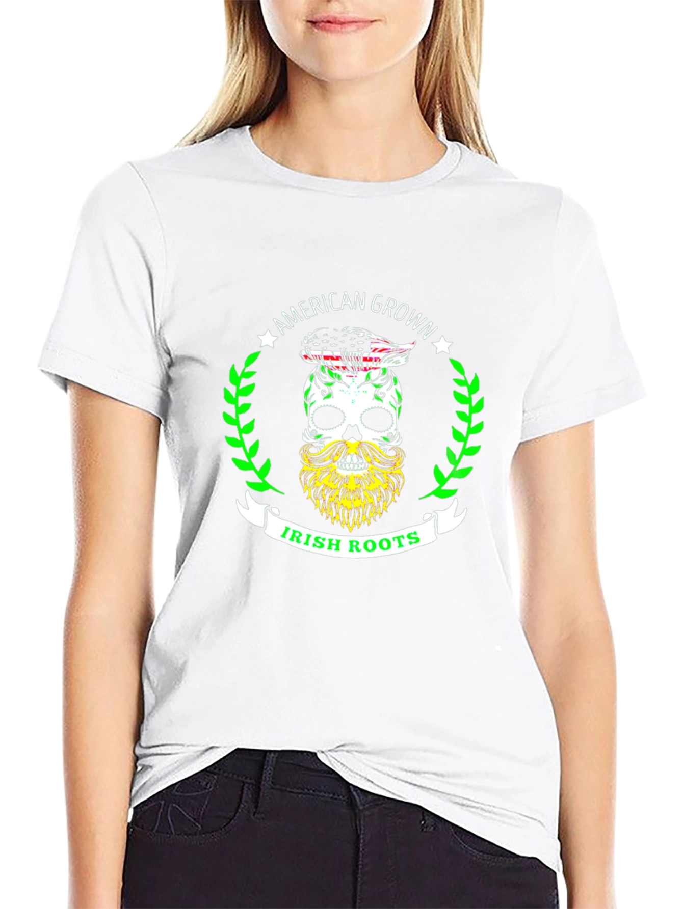 American Grown Irish Roots Skull Graphic Tee