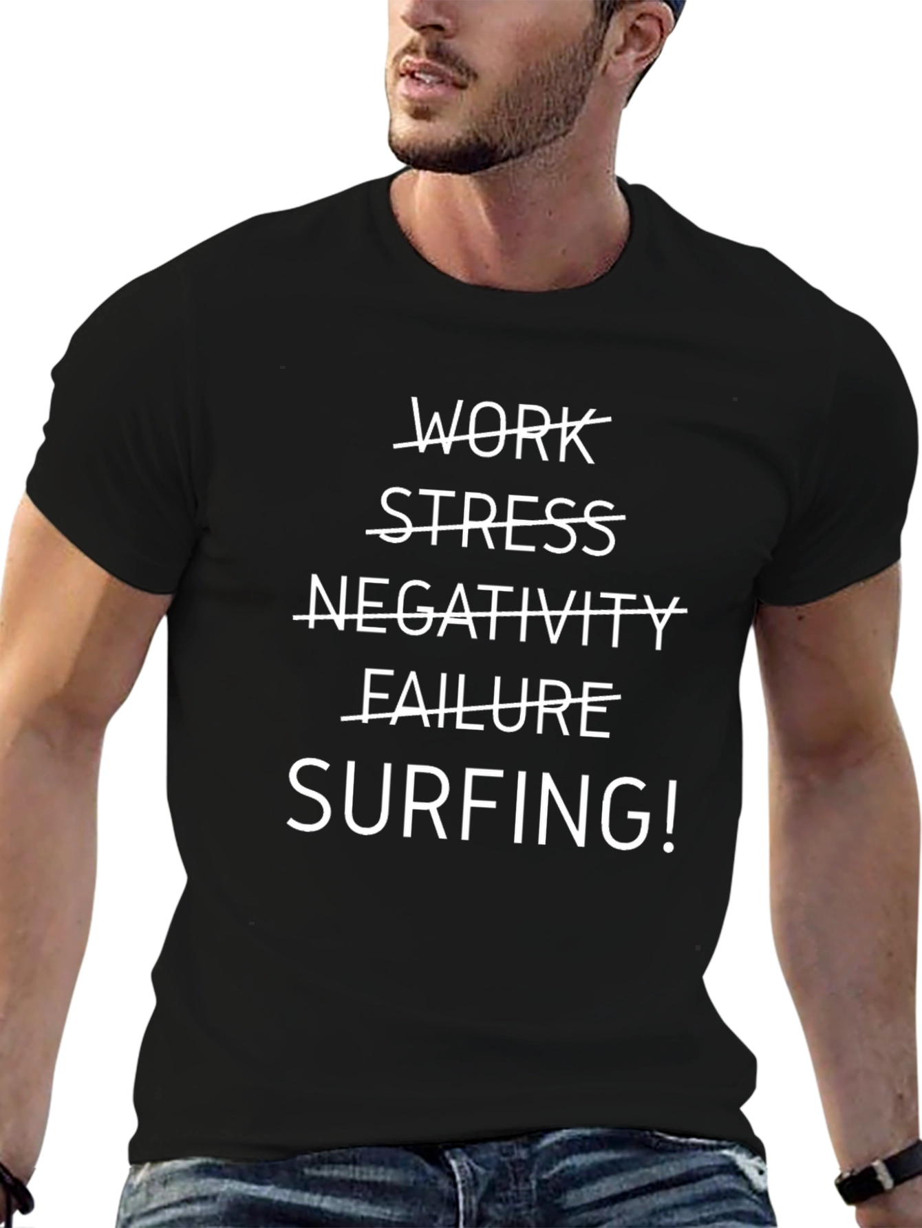 Surfing T-Shirt - Black Graphic Tee